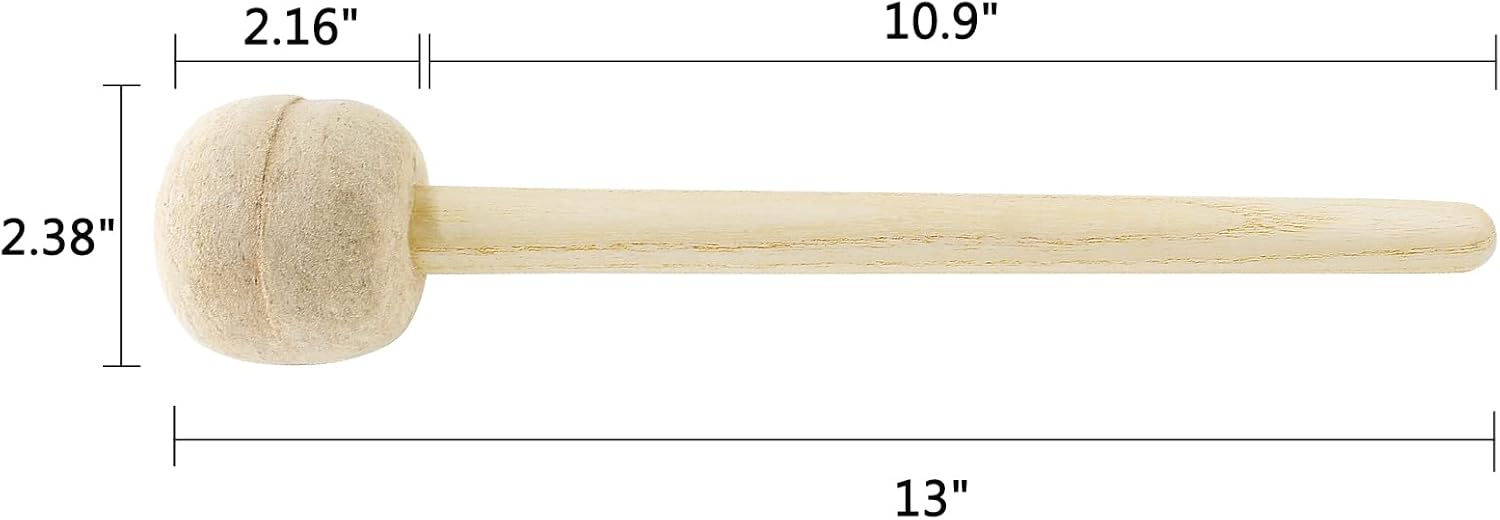 Biaungdo 2 Pack Drum Mallet, 13" Wool Felt Drum Stick, Bass Drum Mallet Drum Stick, Anti-slip Bass Percussion Sticks, Beige