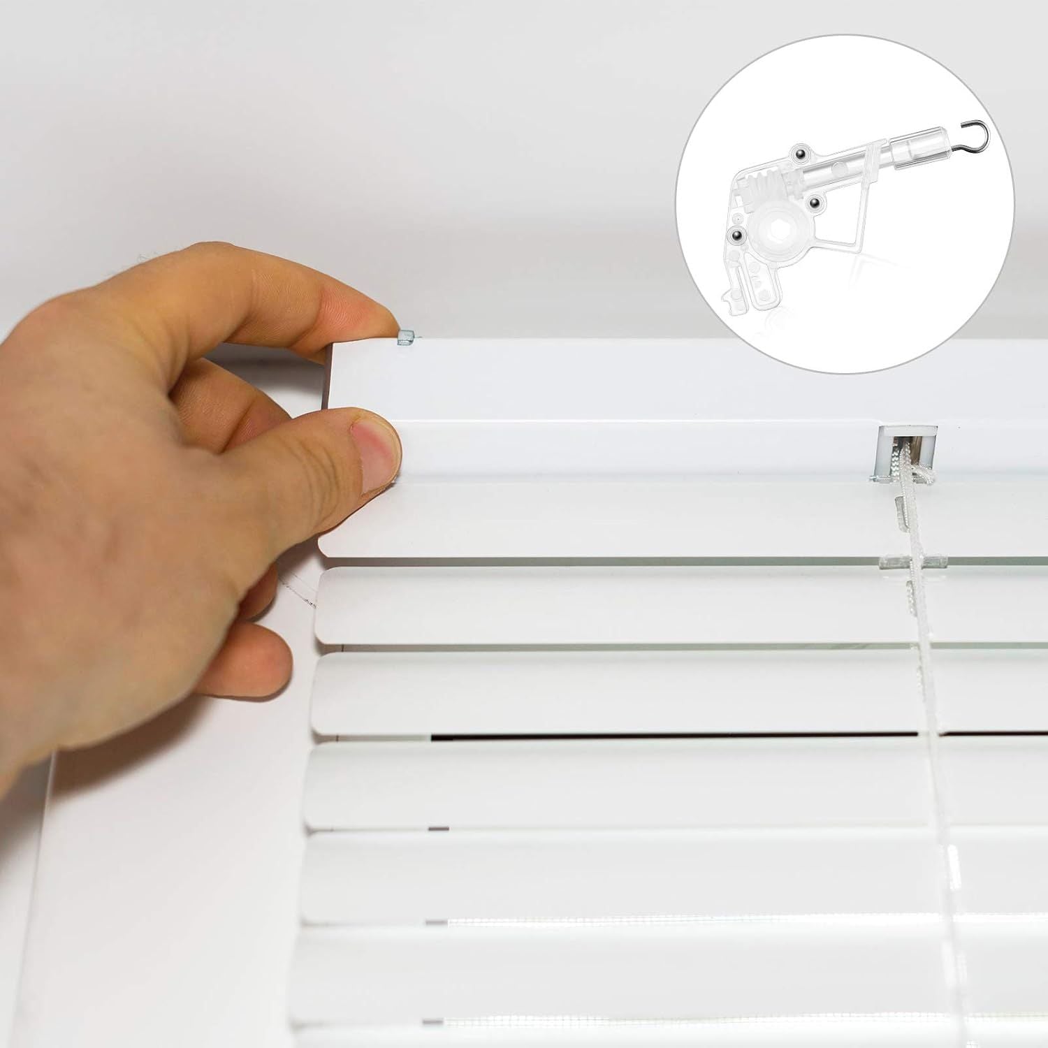 4 Pieces Low Proile Wand Tilter Universal Wand Tilter or 2 Inches Horizontal Blinds Tilt Mechanism Hook Connection with Hexagon Shaped Gear Low Rail Blinds Parts