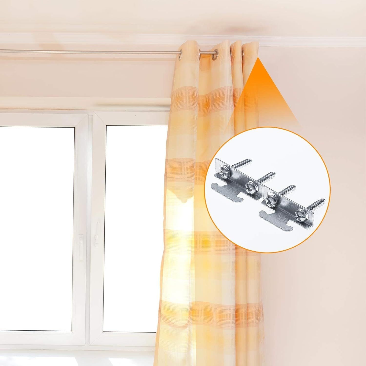 Curtain Rod Brackets & Hooks Accessories - Adjustable Sets with Screws & Support Hangers or Home & Kitchen 10 Sets