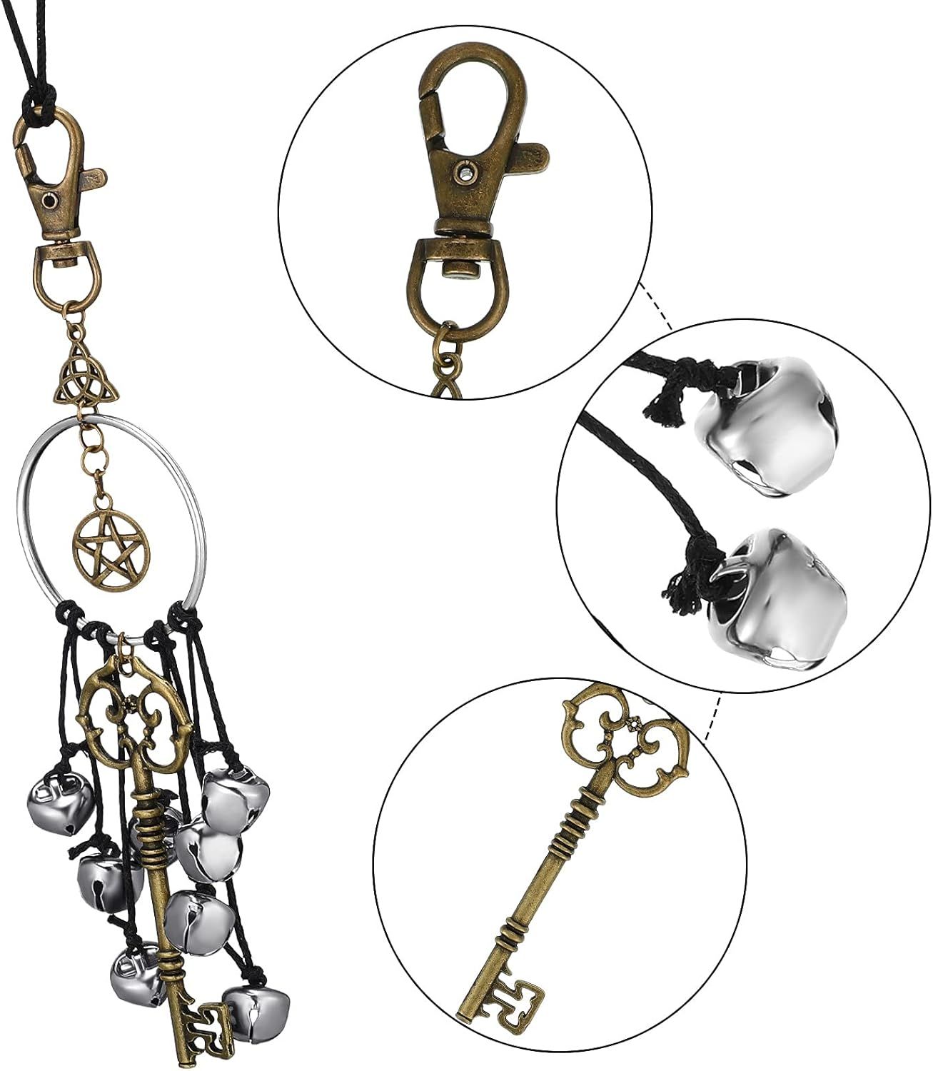 Witch Bells or Door Witchcrat Bells Supplies Wiccan Decor Altar Bell Antique Magic Keys Witchy Wicca Home Protection Decor Kitchen Witch Decor 2 Pieces