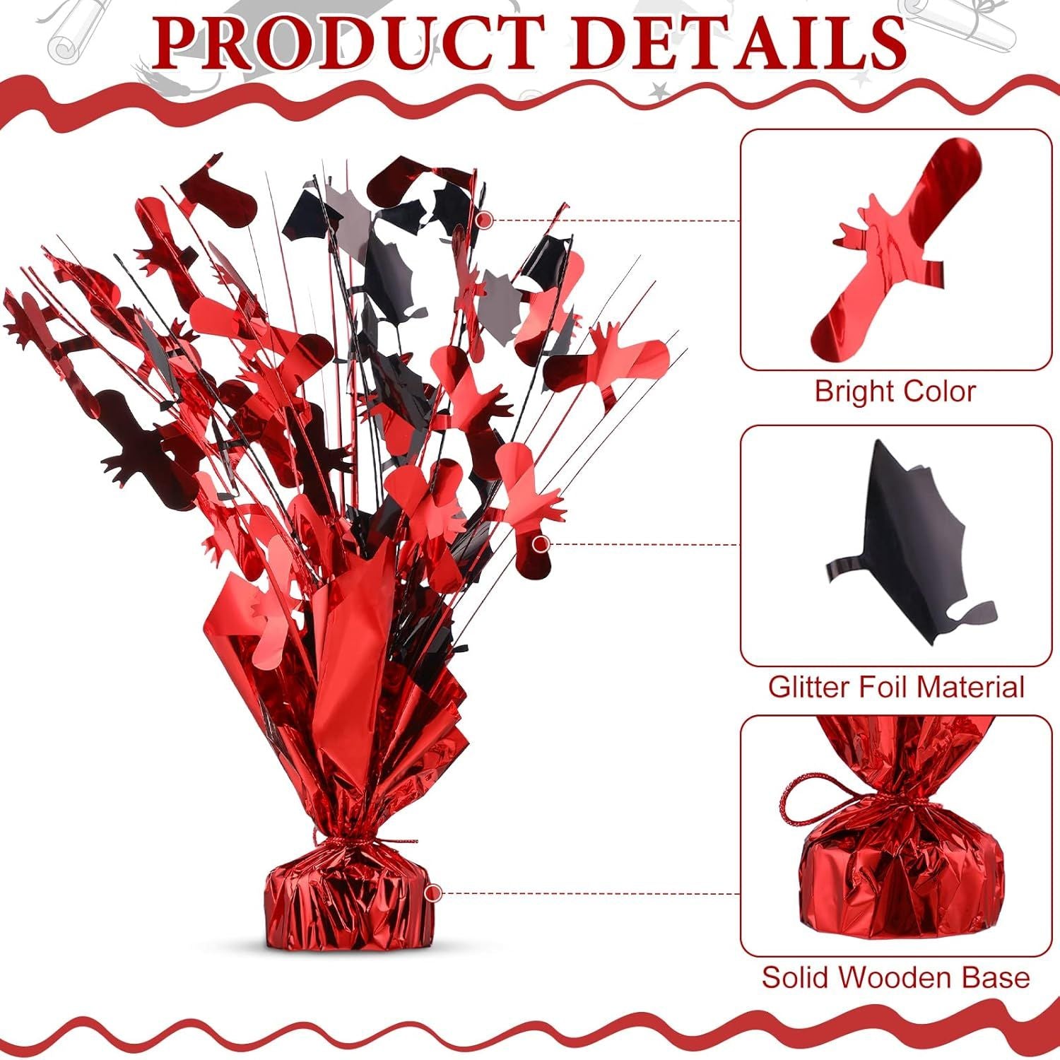 3 Pcs Graduation Table Centerpieces Graduation Table Decoration Glitter oil Graduate Centerpieces or 2026 Grad Party Graduation Certiicates Red