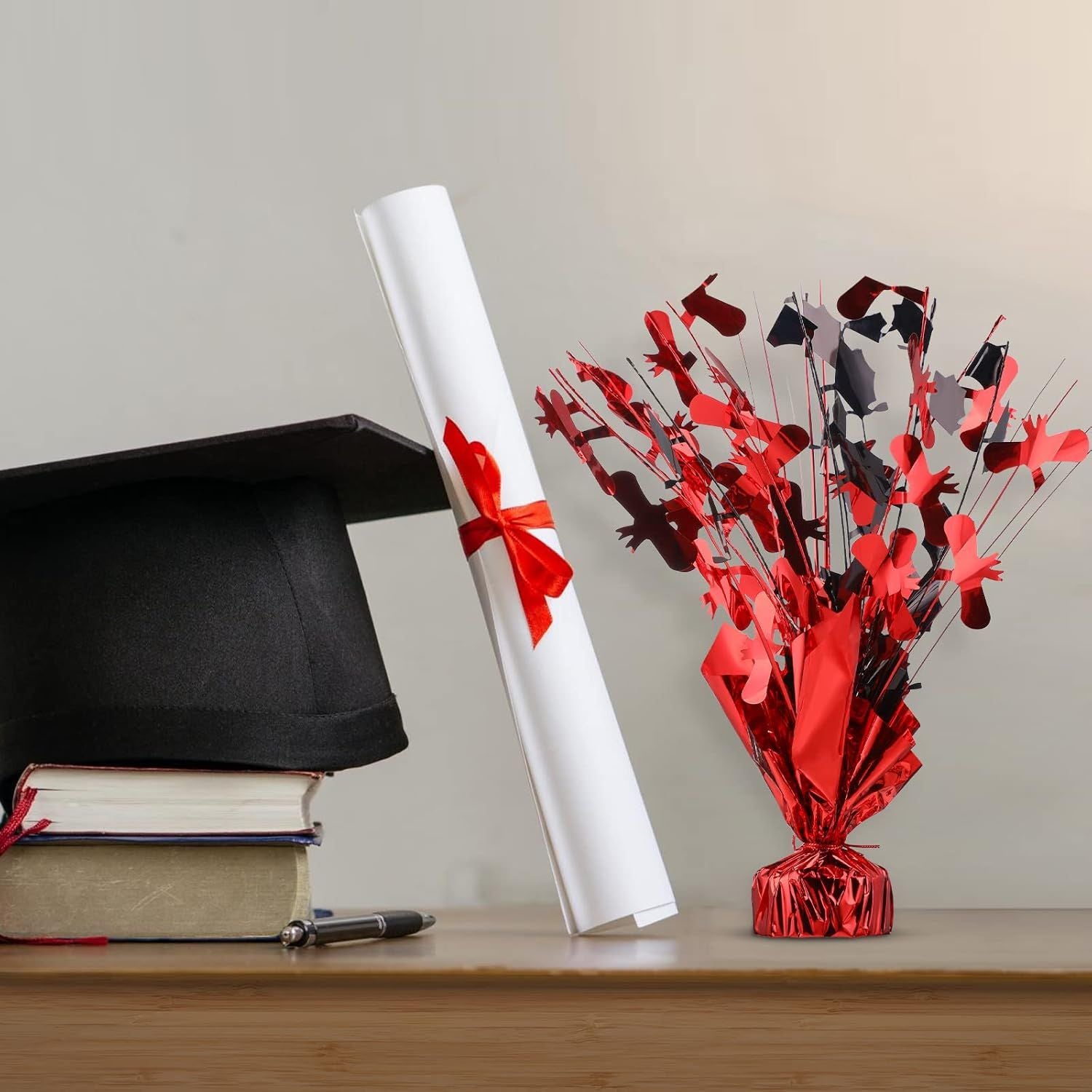 3 Pcs Graduation Table Centerpieces Graduation Table Decoration Glitter oil Graduate Centerpieces or 2026 Grad Party Graduation Certiicates Red