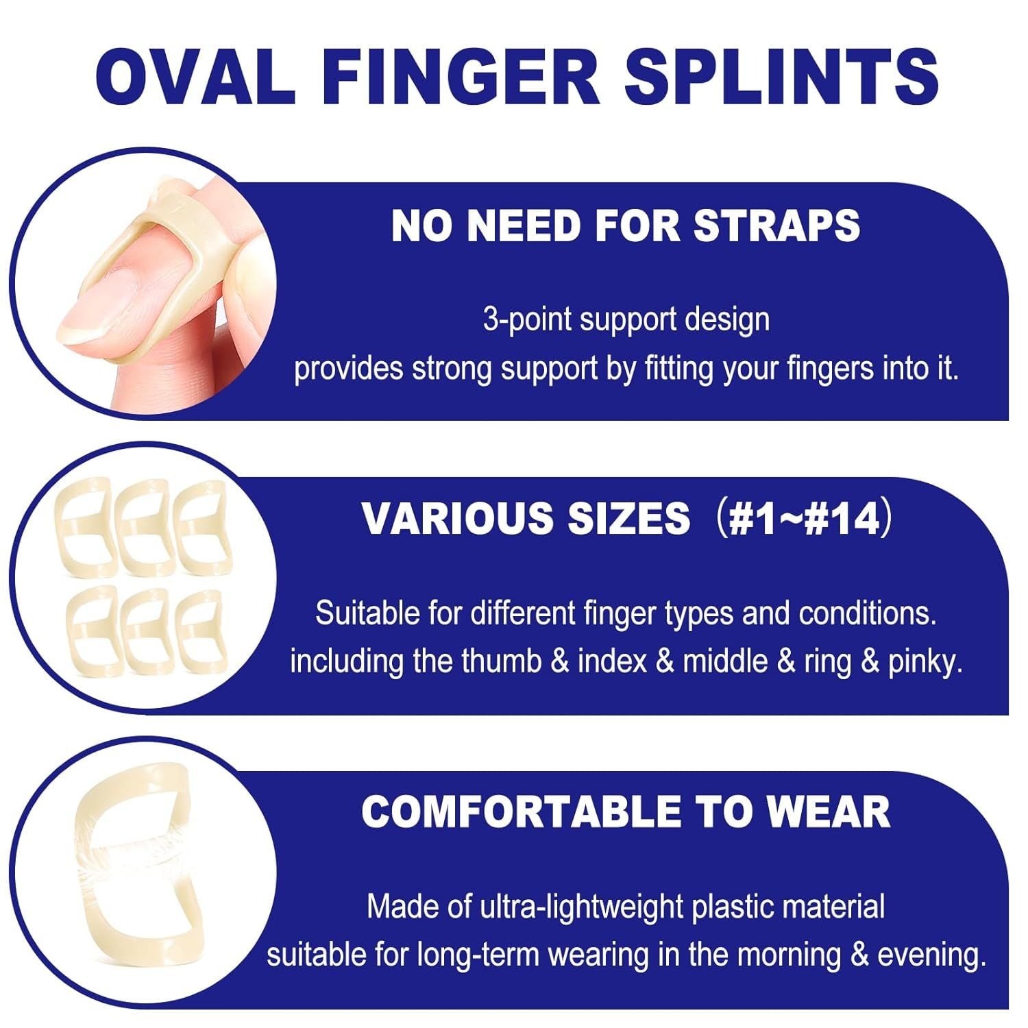 6Pcs Oval inger Splints, Trigger inger Splint or Trigger/Mallet/Arthritis/Straightening, inger Brace Support, Pack o 1 Size #4