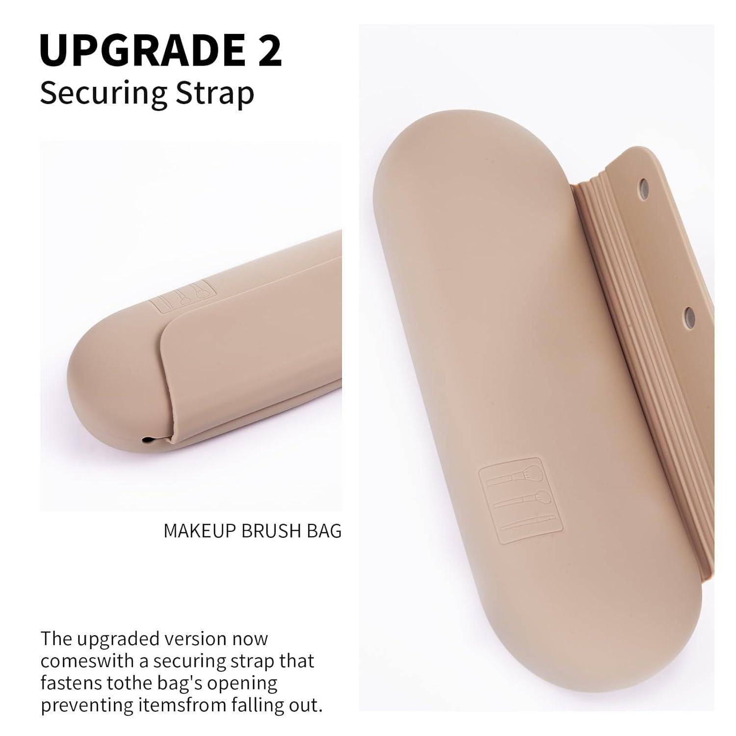 Silicone Makeup Brush Holder Travel Cosmetic Bag：Sot Portable Cosmetic ace Brushes Holder with Upgrade Anti-all Out Magnetic Closure, Large Travel Makeup Brush Case - Walnut