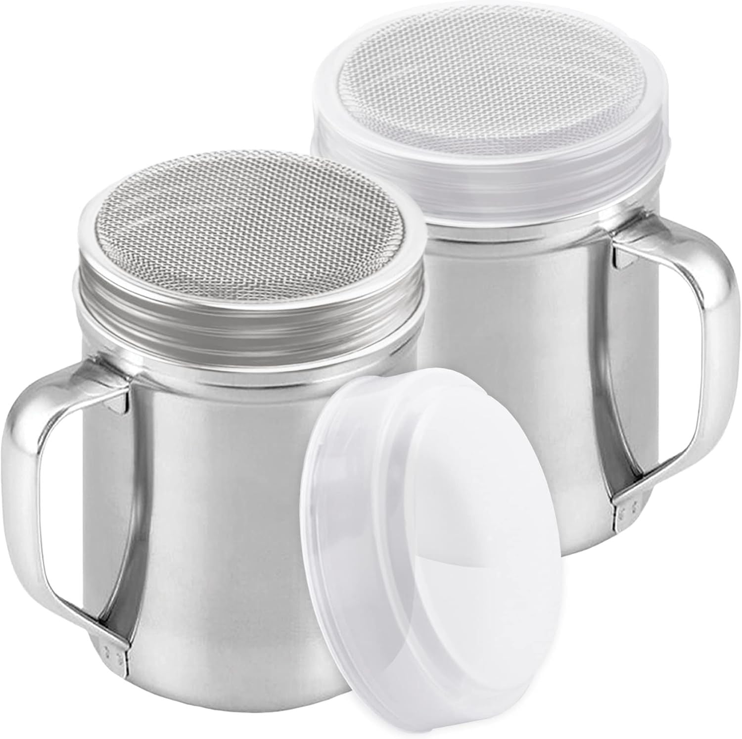 Powdered Sugar Shaker Duster - With Handle - Cinnamon Shaker or Coee Bar - ine Mesh Dredge - 6 ounce, pack o 2 | Style: ine