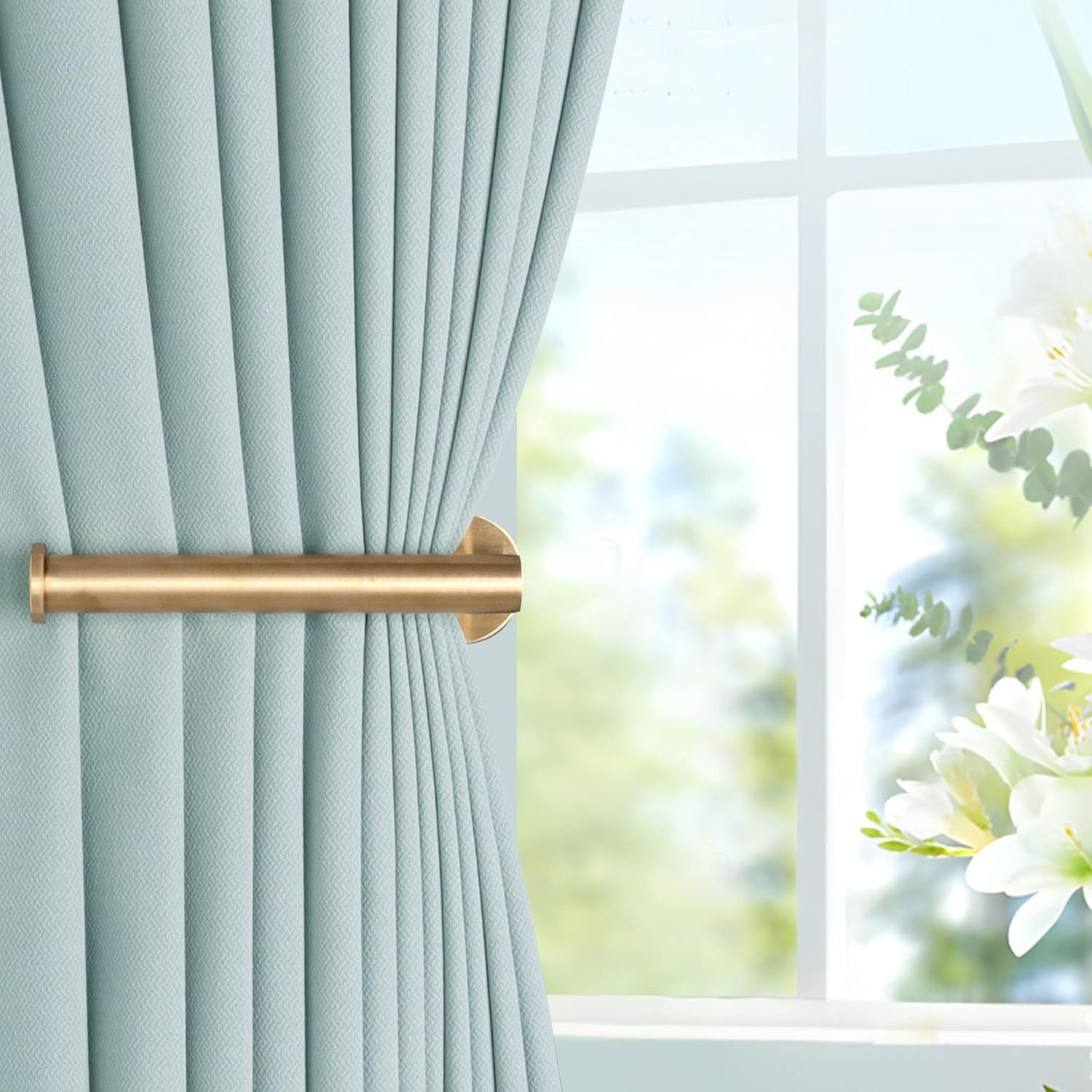 2 Pack Adhesive Curtain Holdbacks Curtain Tie Backs Curtain Holdbacks No Drill Curtain Pull Backs Adhesive Curtain Hooks Curtain Holders or Drapes 2, Gold