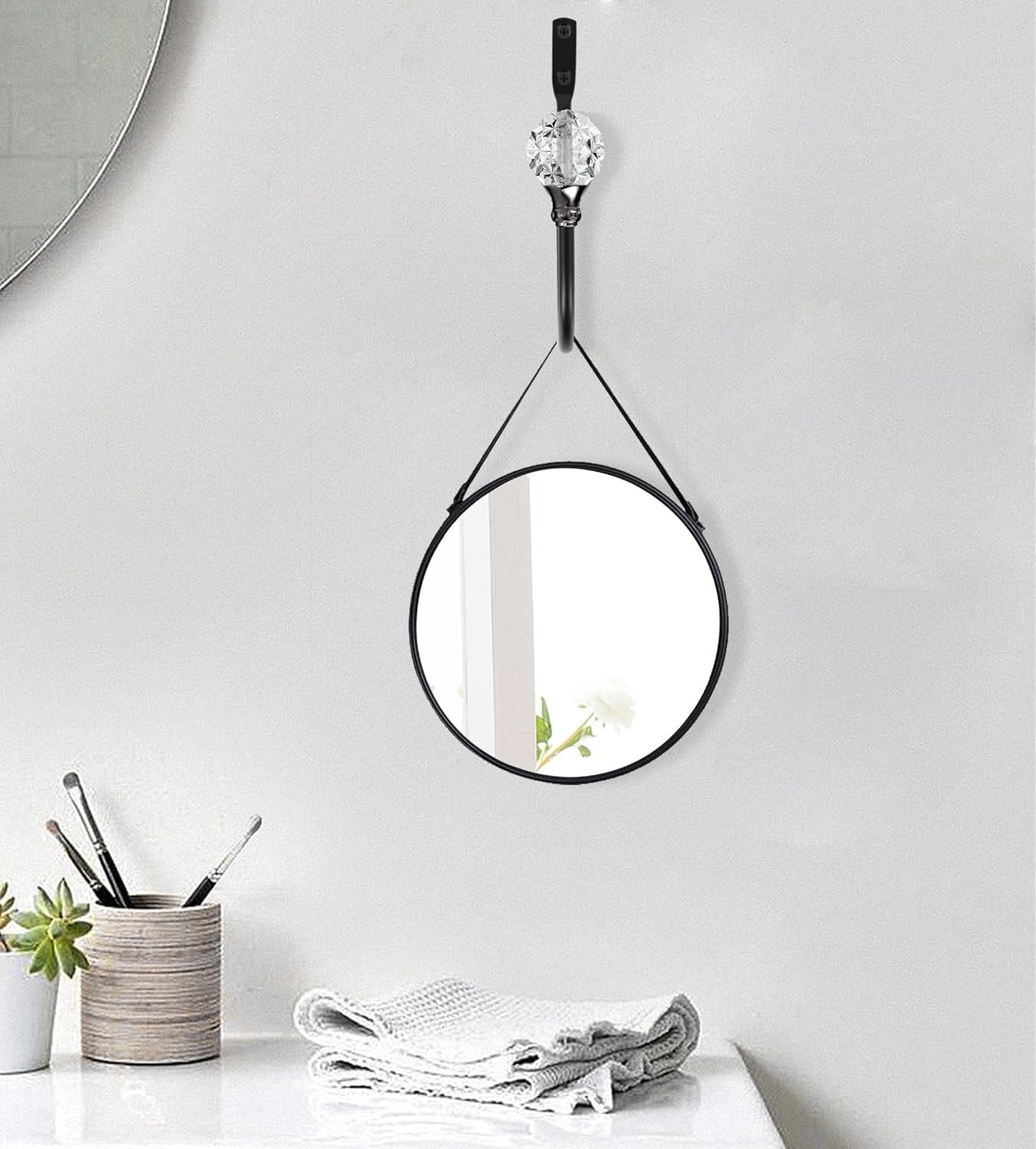 2 x Heavy Duty U Shaped Metal Curtain Holdbacks Curtain Tiebacks with Clear Crystal Ball Pull Backs Curtain Holders or Drapes Black