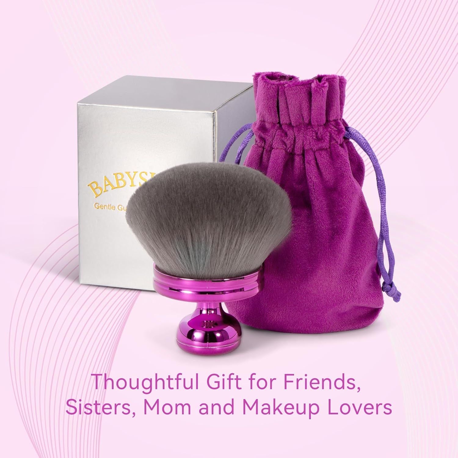 Blend & Blur Extra Large Body Makeup Brush or Sel Tanner,Leg Makeup & Bronzer Sel Tan Applicator, 3.2inch Wide Round Head Kabuki Brush or Application with Drawstring Bag Purple