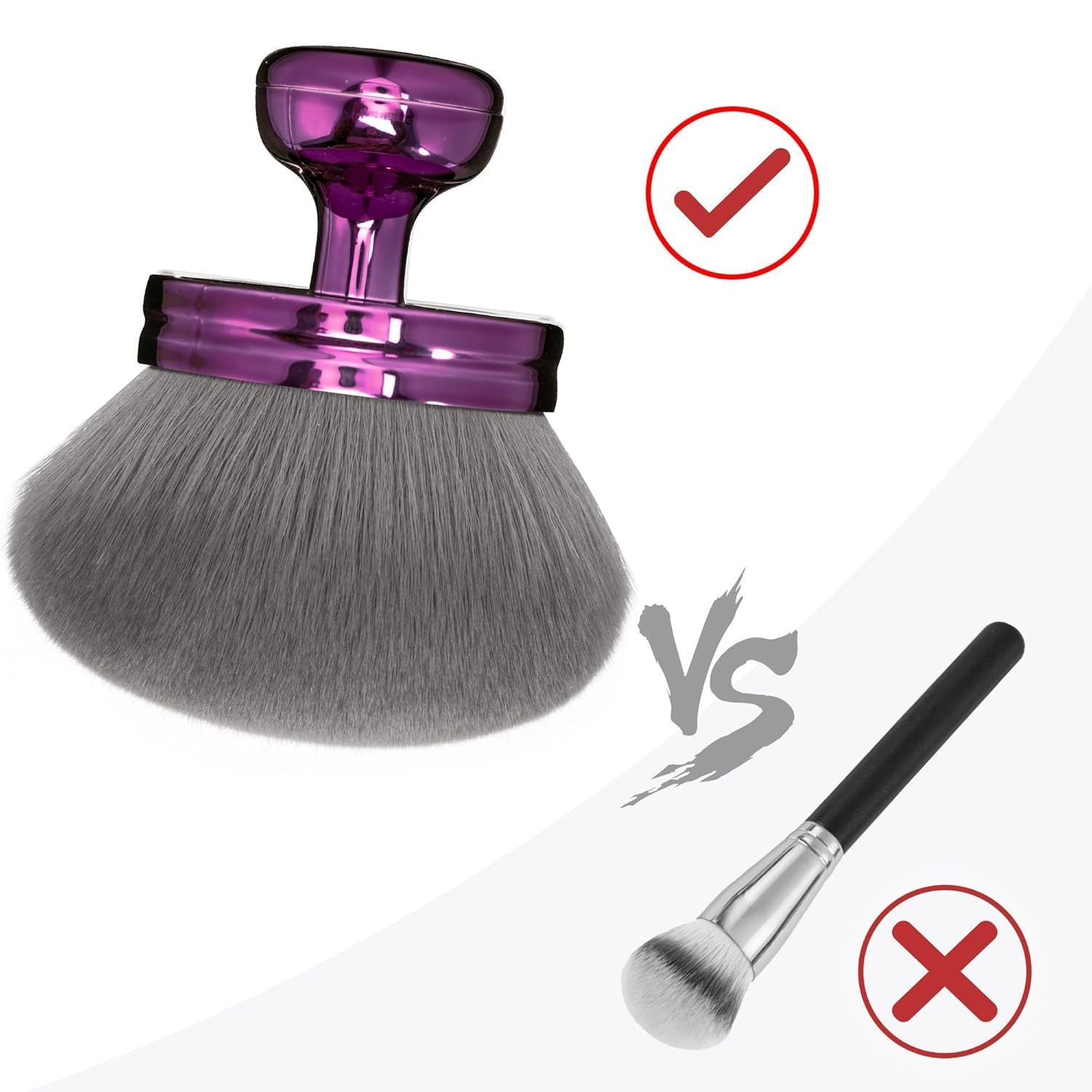 Blend & Blur Extra Large Body Makeup Brush or Sel Tanner,Leg Makeup & Bronzer Sel Tan Applicator, 3.2inch Wide Round Head Kabuki Brush or Application with Drawstring Bag Purple