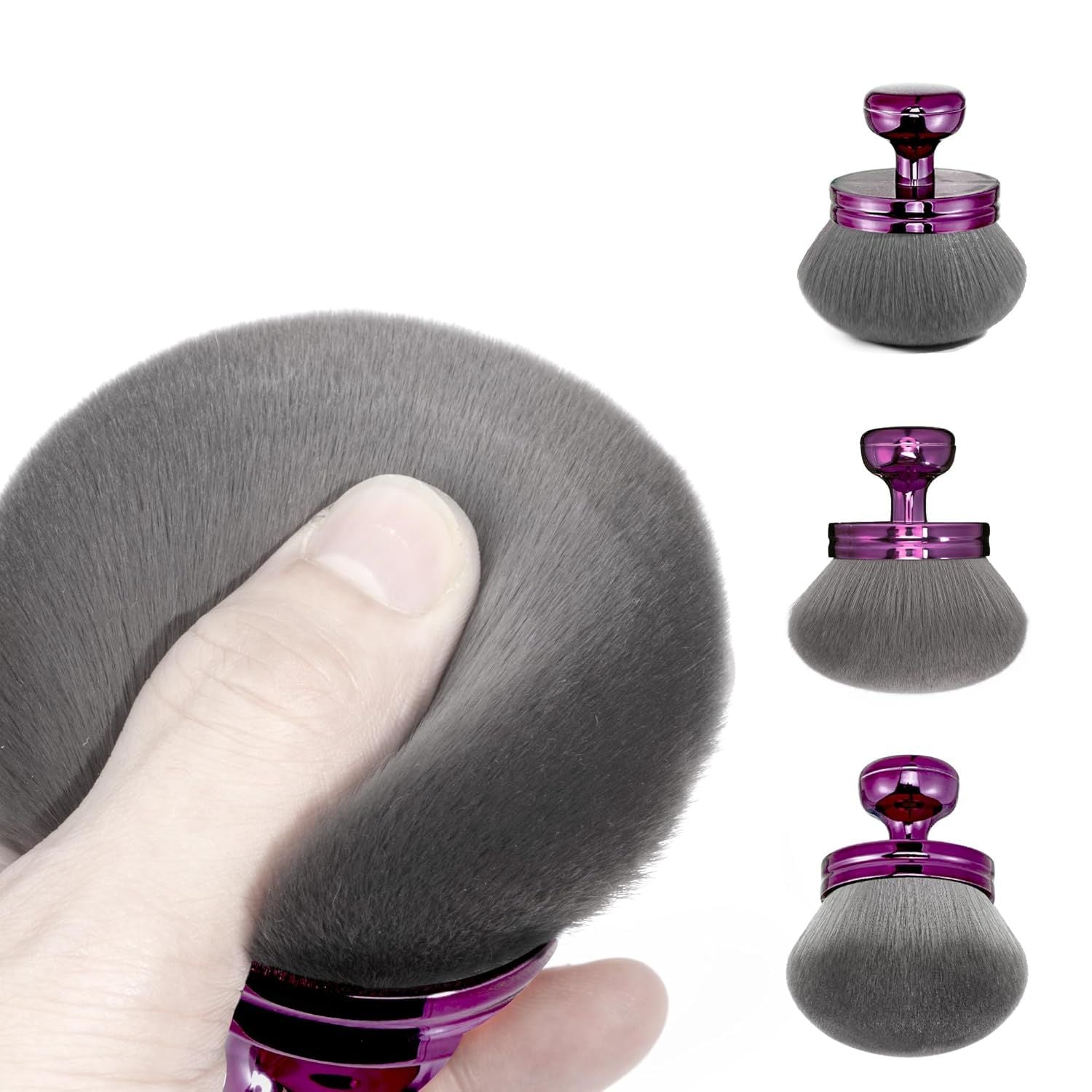 Blend & Blur Extra Large Body Makeup Brush or Sel Tanner,Leg Makeup & Bronzer Sel Tan Applicator, 3.2inch Wide Round Head Kabuki Brush or Application with Drawstring Bag Purple