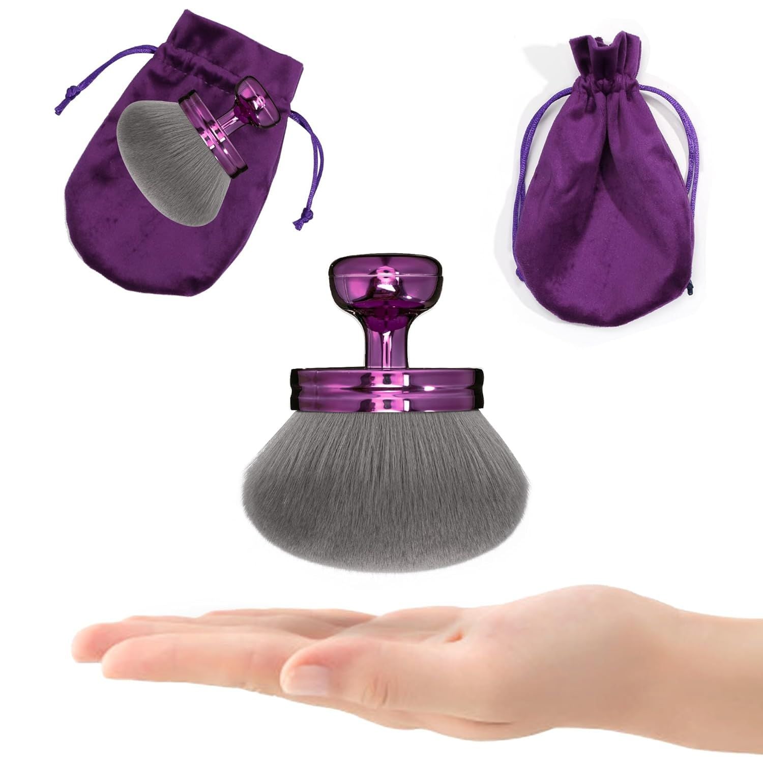 Blend & Blur Extra Large Body Makeup Brush or Sel Tanner,Leg Makeup & Bronzer Sel Tan Applicator, 3.2inch Wide Round Head Kabuki Brush or Application with Drawstring Bag Purple