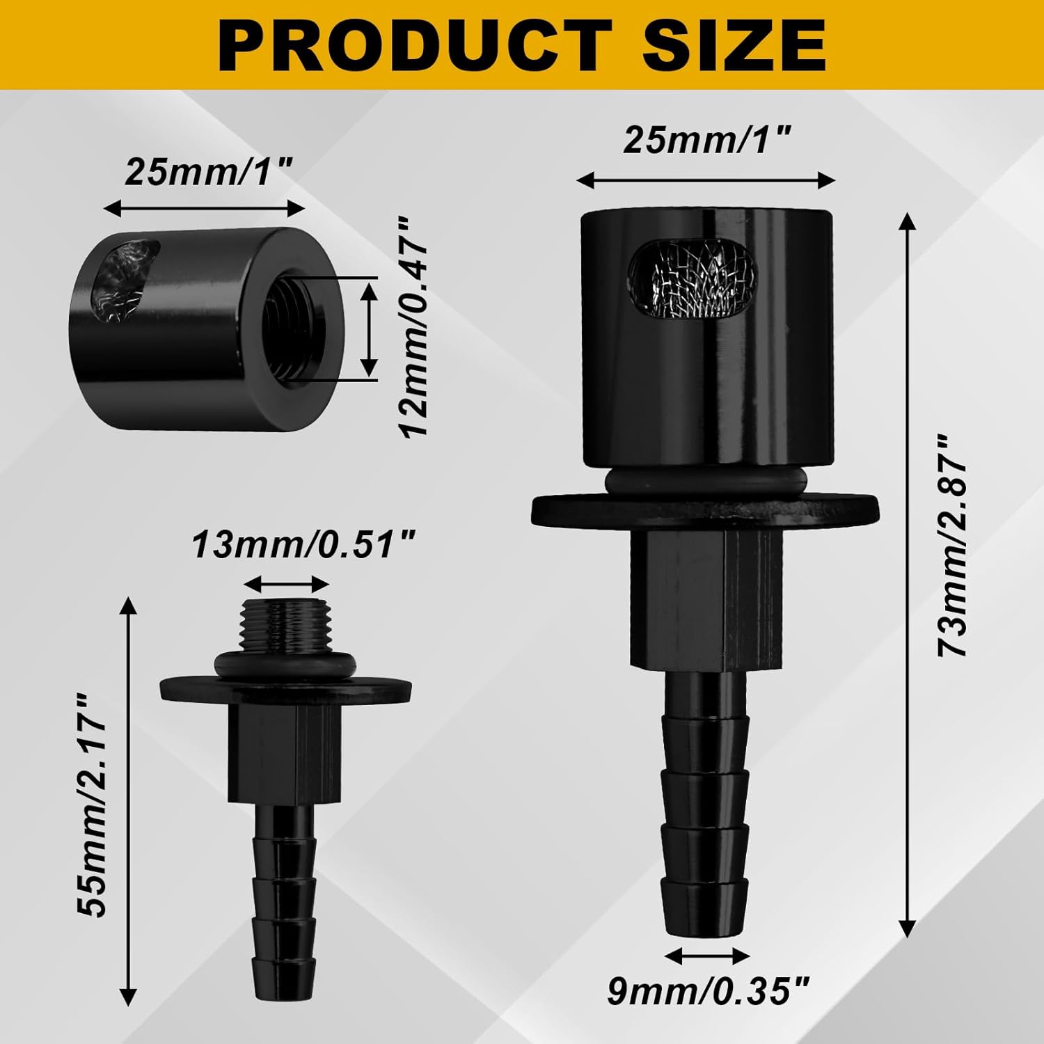 Biaungdo Black Fuel Tanks Remote Mount Vent Valve, 5/16 Inch Hose Barb Size Tank Vent Line Replacement Part