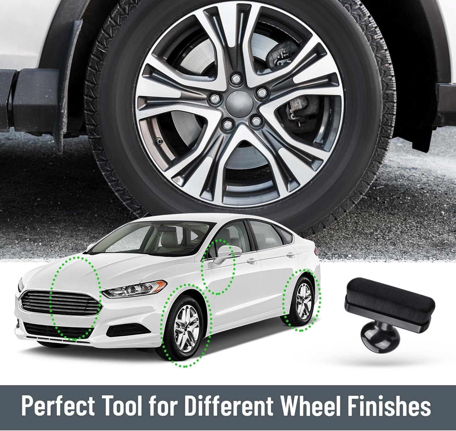 Car Tire Shine Applicator,Large Vegan Tire Shine Brush - Automotive Tire Dressing Applicator Brush with Storage Stand or Tire Detailing & Car Wash Kit, Black, 3.6 Inch Length Black