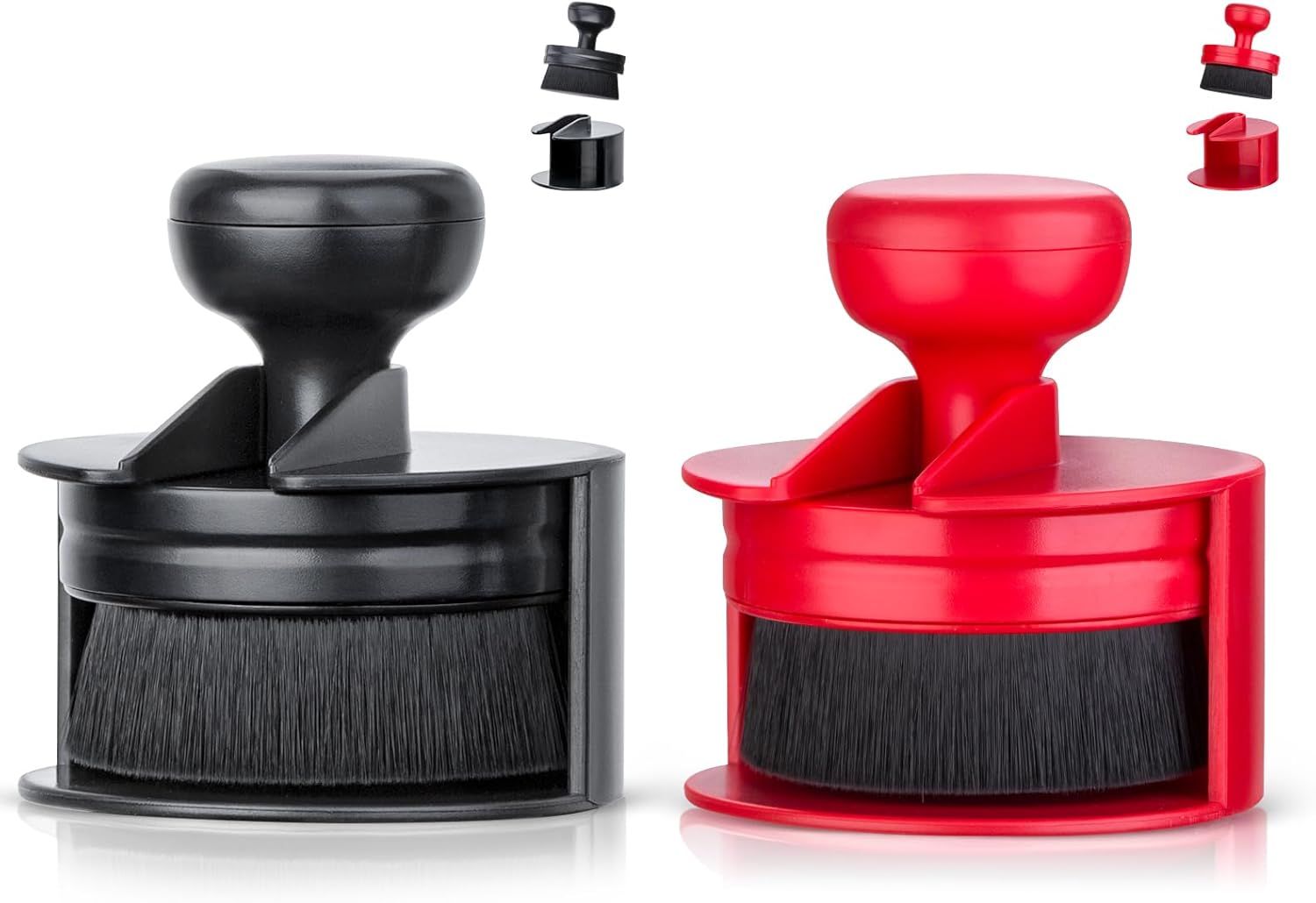 Tire Shine Applicator,Vegan Tire Shine Brush with Stand or Auto Detailing Cleaning Service Black+Red