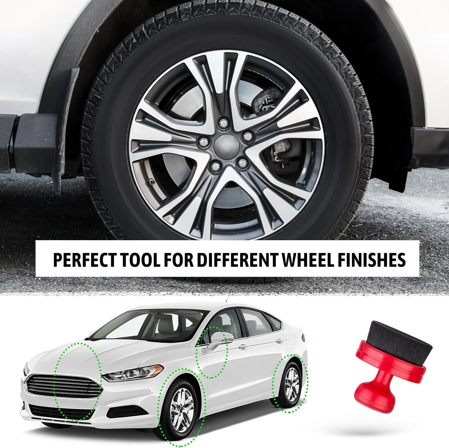 Tire Shine Applicator,Vegan Tire Shine Brush with Stand or Auto Detailing Cleaning Service Black+Red