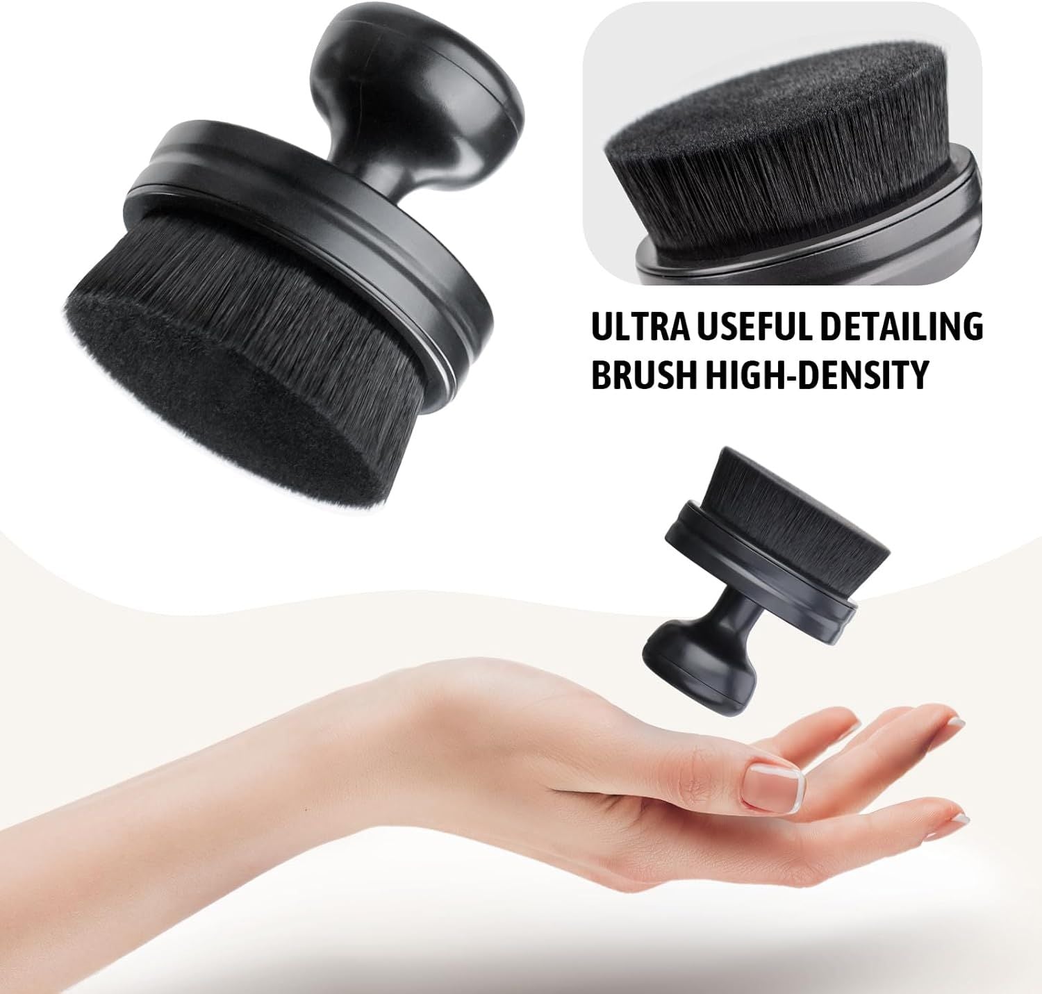 Tire Shine Applicator,Vegan Tire Shine Brush with Stand or Auto Detailing Cleaning Service Black+Red