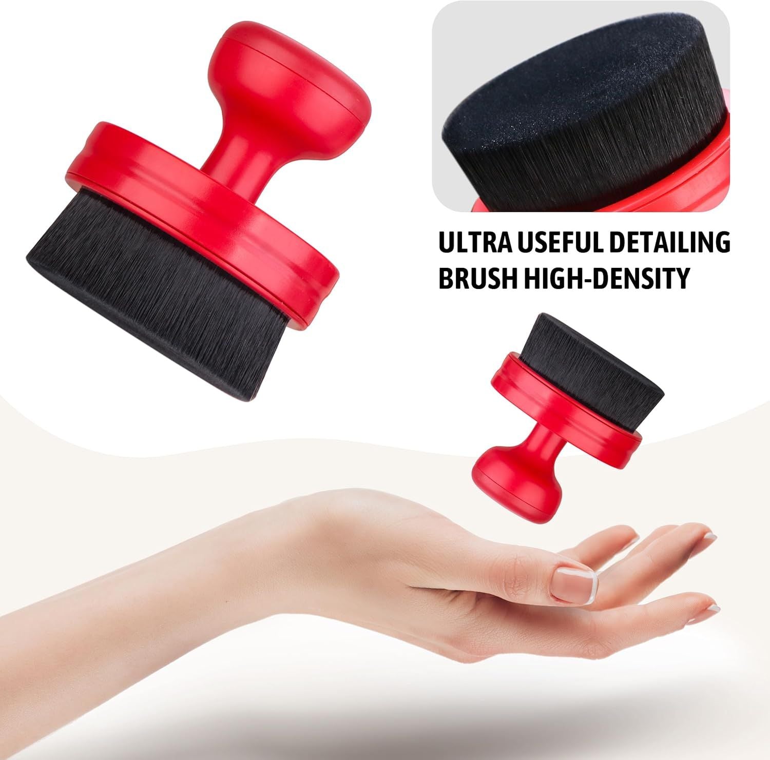 Tire Shine Applicator,Vegan Tire Shine Brush with Stand or Auto Detailing Cleaning Service Black+Red