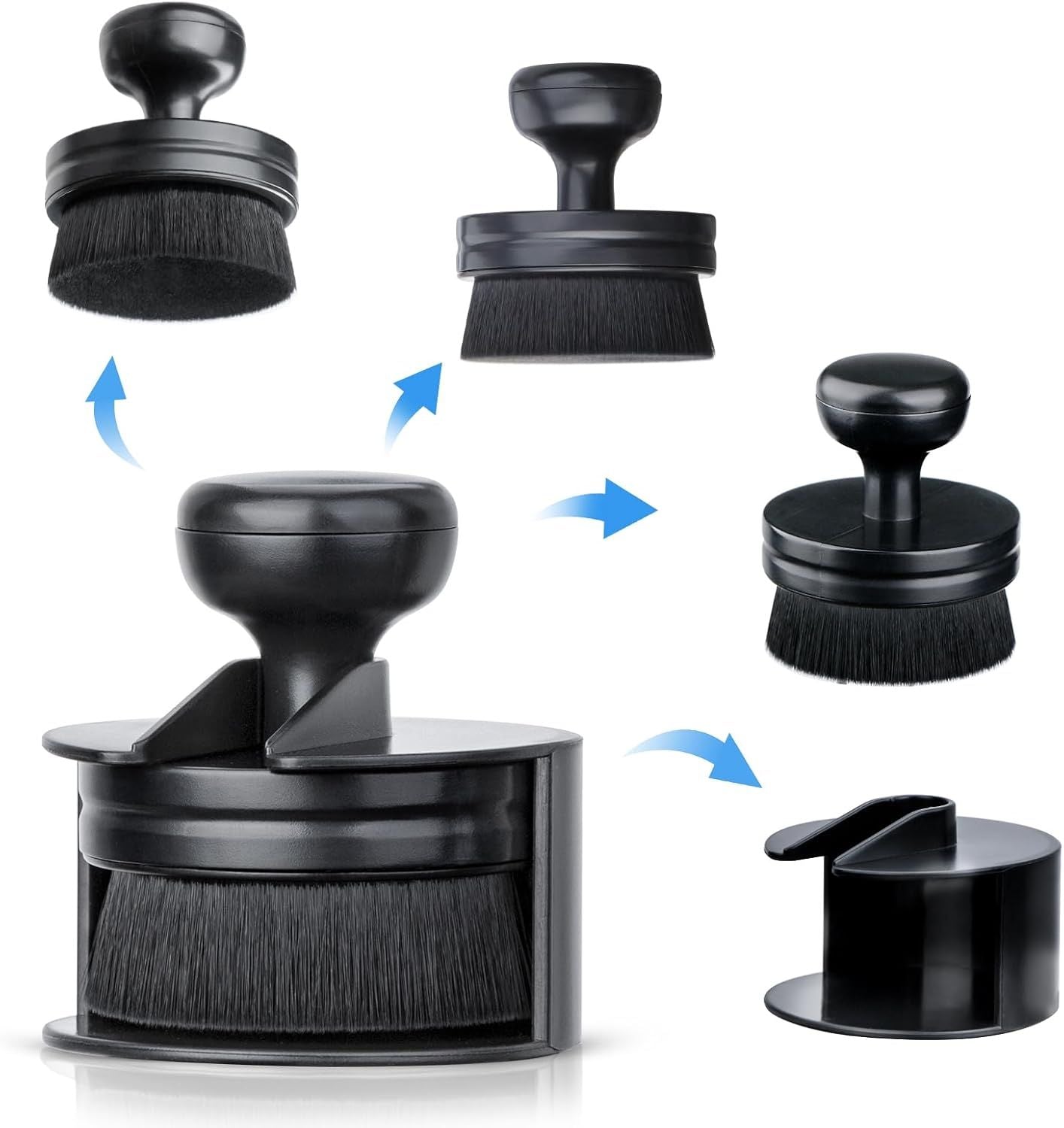 Tire Shine Applicator,Vegan Tire Shine Brush with Stand or Auto Detailing Cleaning Service Black+Blue