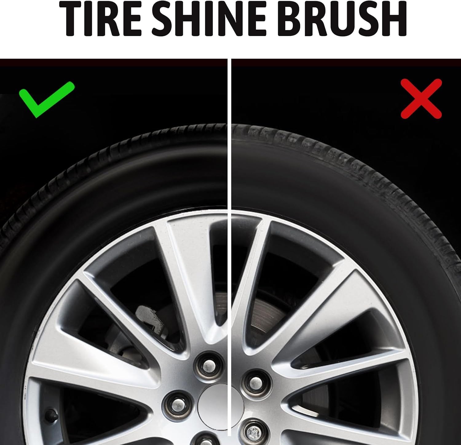 Tire Shine Applicator,Vegan Tire Shine Brush with Stand or Auto Detailing Cleaning Service Black+Blue