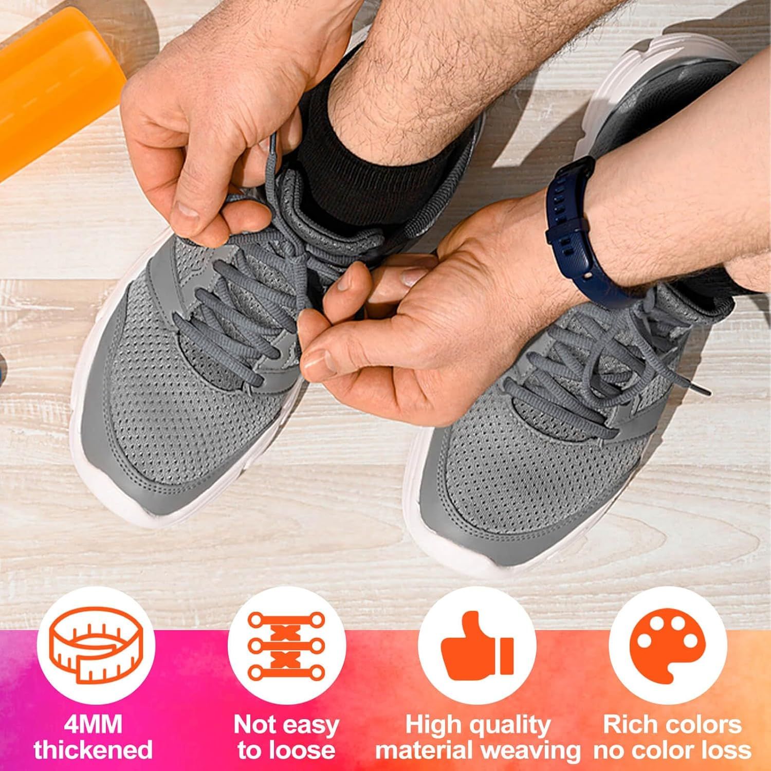 Oval Athletic Shoelaces Thick 4MM Hal Round Shoe Laces Strings 2 Pair