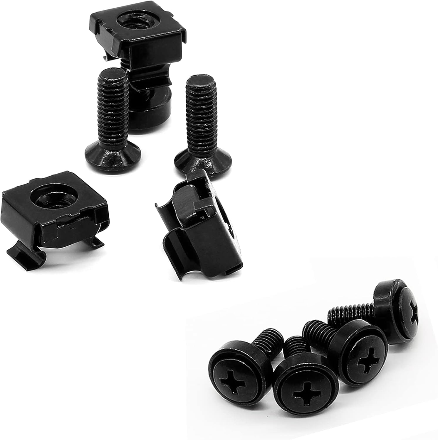 Biaungdo 30 Pcs M5 x 16mm Rack Screws and Cage Nuts, Computer Rack Mount Cage Screws & Nuts & Washers for Server Console Mounting, Rack Mount, Cabinets Black
