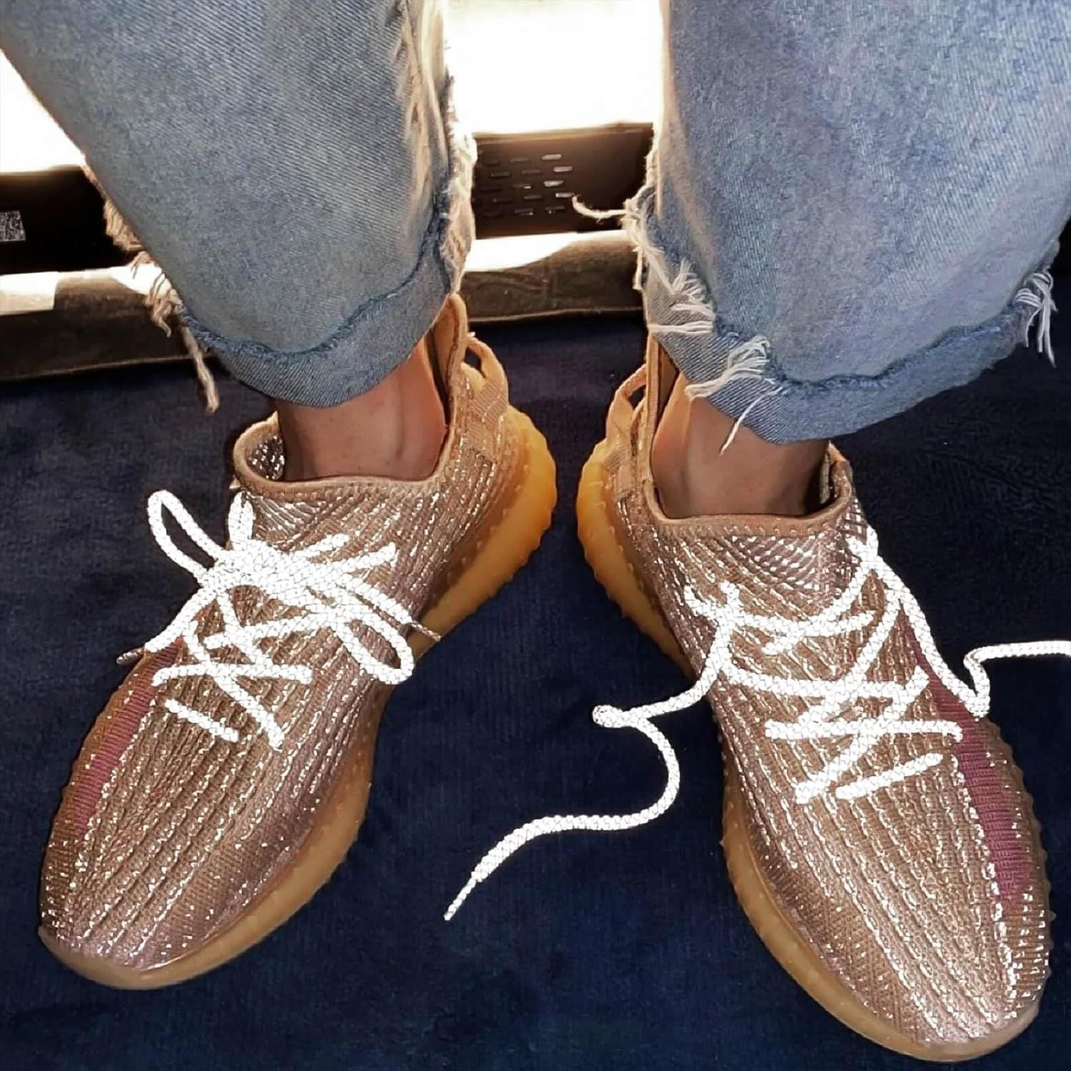 2 Pairs 4/25" Thick Round Relective Shoe Laces Saety Highlight Rope