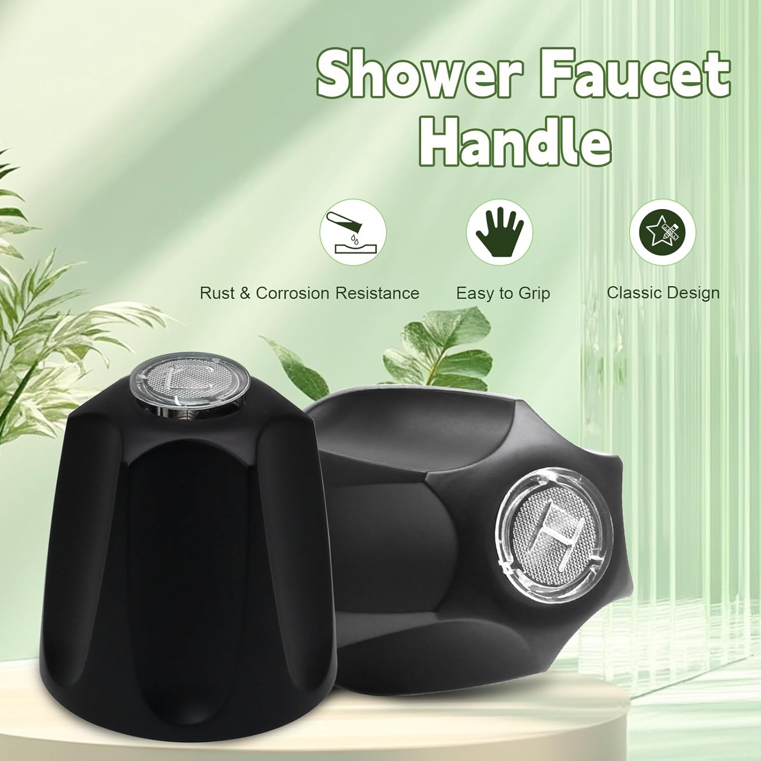 Biaungdo Black Shower Knob Replacement Set of 2, Bathtub Faucet Handles Include Hot and Cold Shower Knob for Remodeling Trim