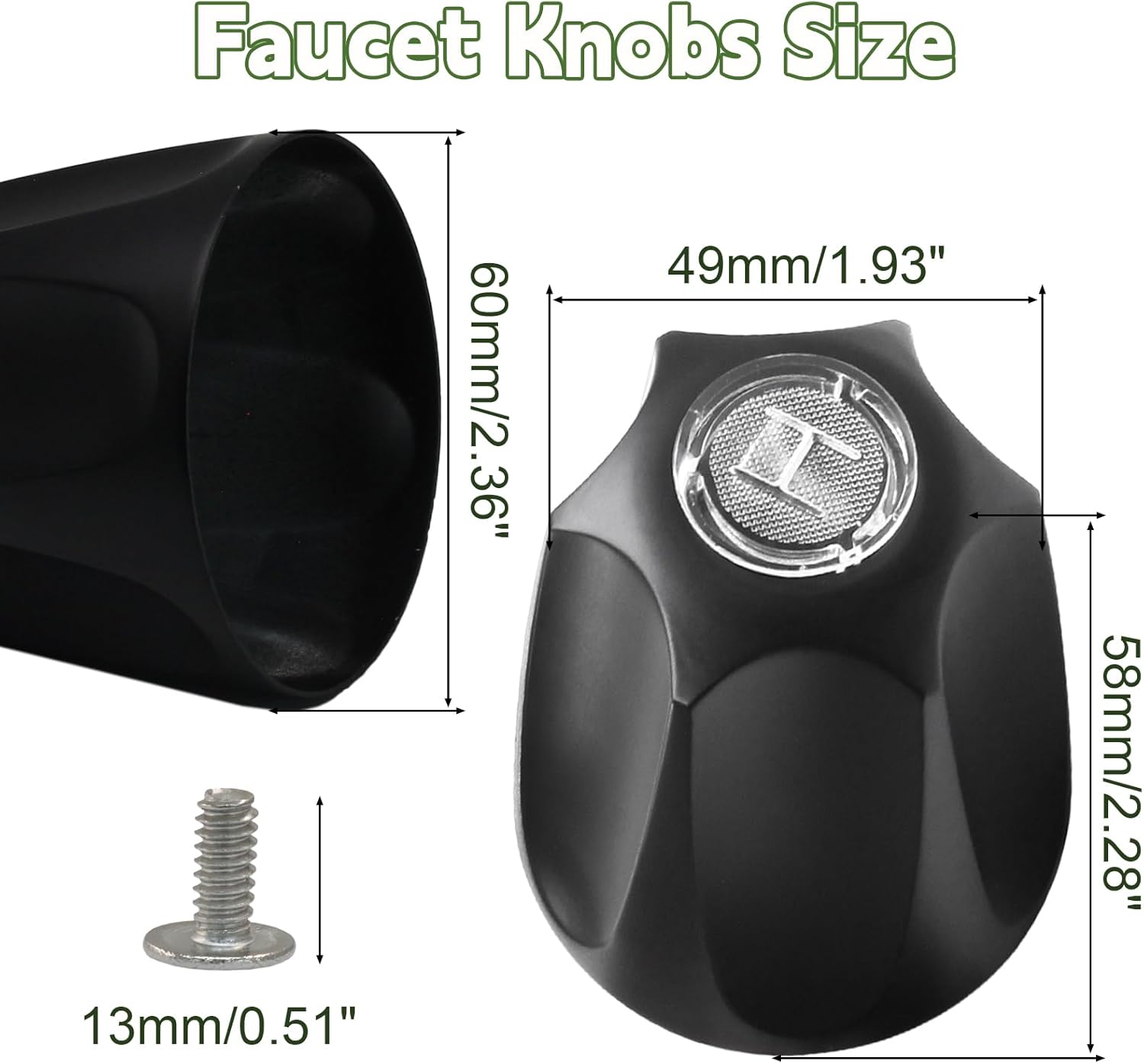 Biaungdo Black Shower Knob Replacement Set of 2, Bathtub Faucet Handles Include Hot and Cold Shower Knob for Remodeling Trim