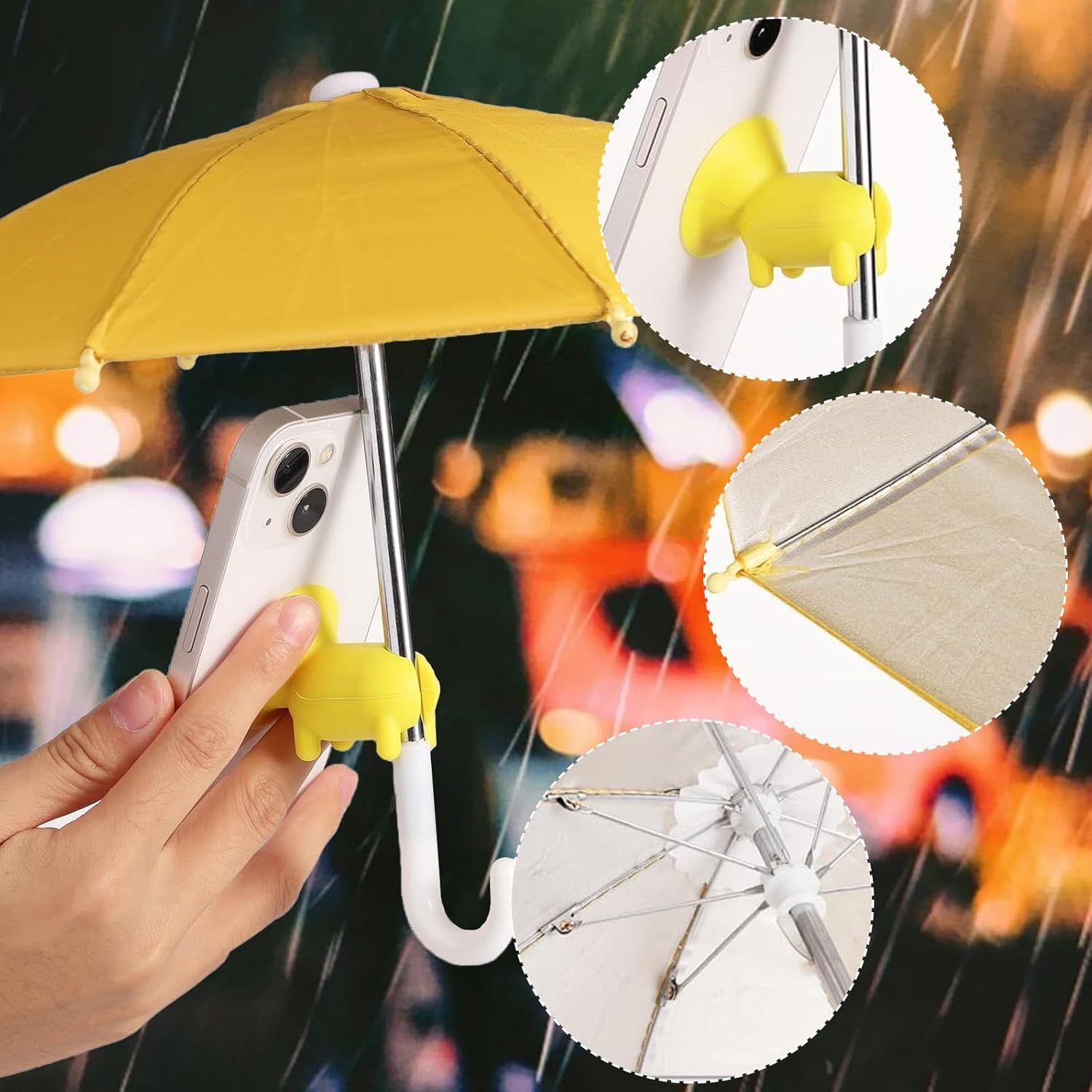 2pcs Cell Phone Umbrella or Sun Shade, Universal Adjustable Cute Phone Shade Umbrella with Piggy Style Suction Cup, Outdoor Anti-Glare Stand Sun Visor Yellow & Pink