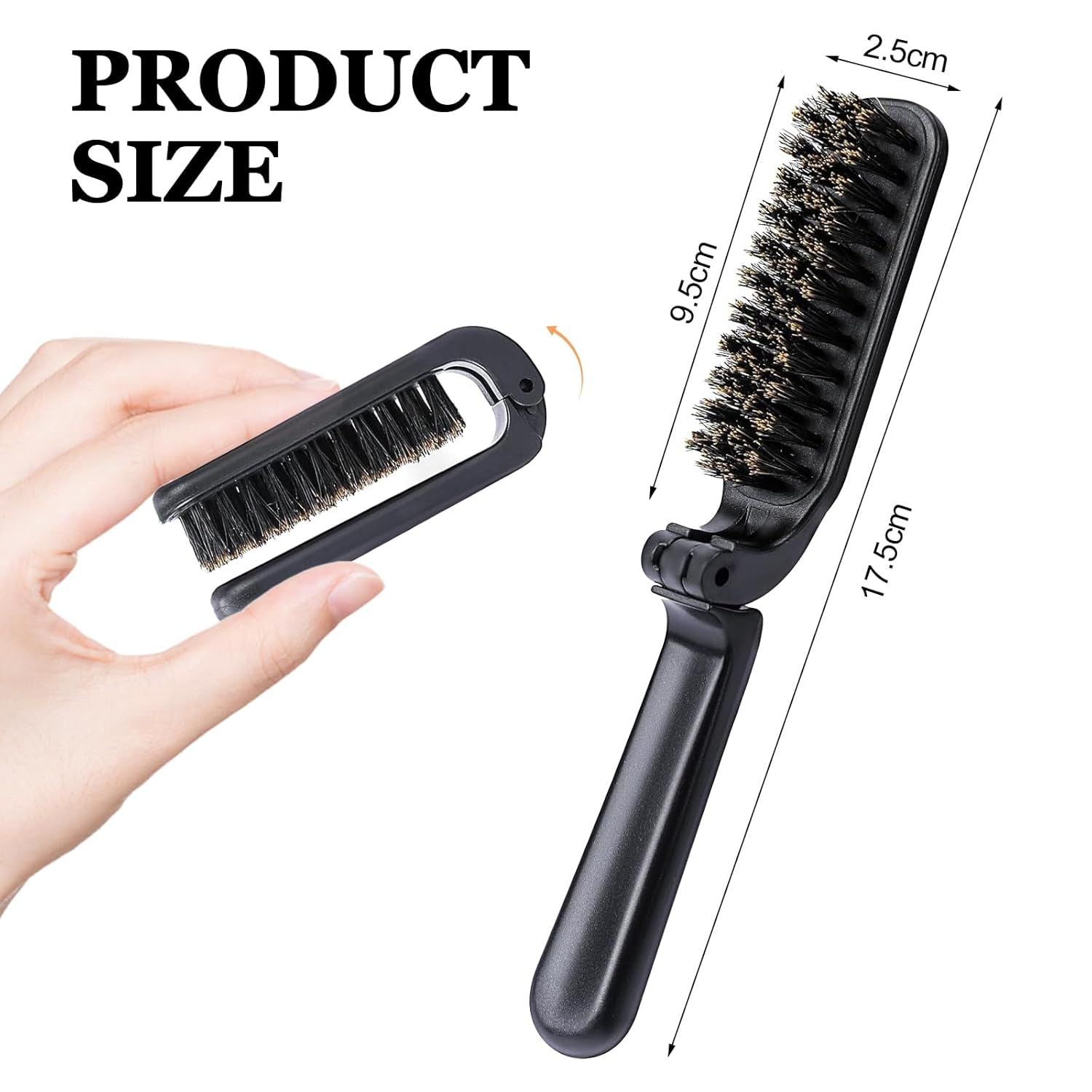 2Pcs Travel Hair Brush, Mini olding Hair Brush Collapsable Boar Bristles Hair Comb Pocket Beard Brush Portable Hair Styling Tool or Women and Men