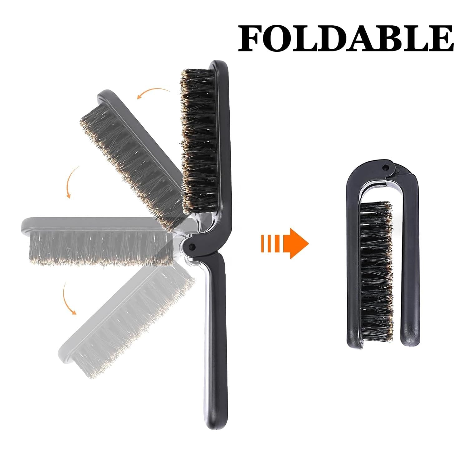 2Pcs Travel Hair Brush, Mini olding Hair Brush Collapsable Boar Bristles Hair Comb Pocket Beard Brush Portable Hair Styling Tool or Women and Men