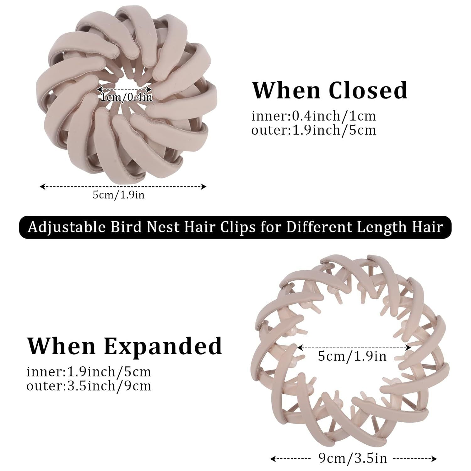 6Pcs Bird Nest Magic Hair Clips Hair Nest or Bun Strong Ponytail Holders Hair Accessories or Women Girls Neutral, Small