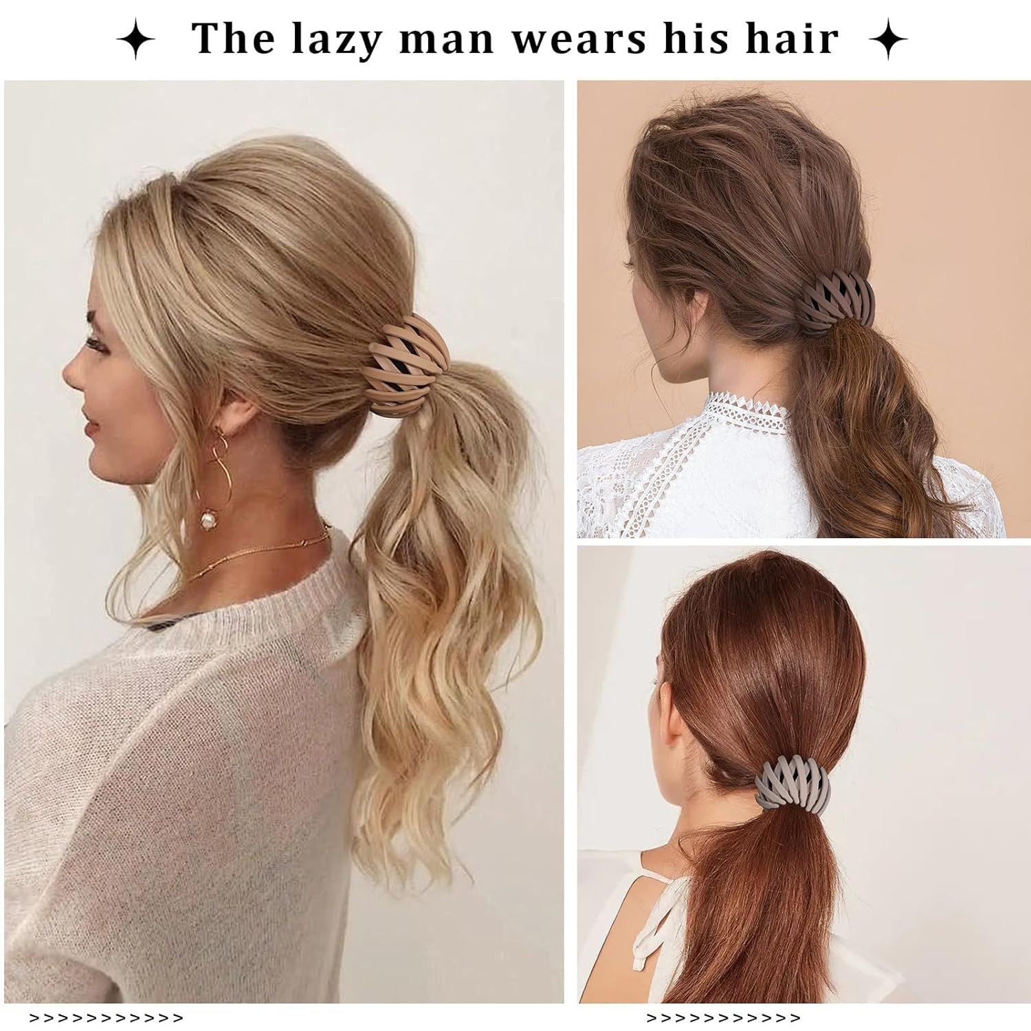 6Pcs Bird Nest Magic Hair Clips Hair Nest or Bun Strong Ponytail Holders Hair Accessories or Women Girls Neutral, Small