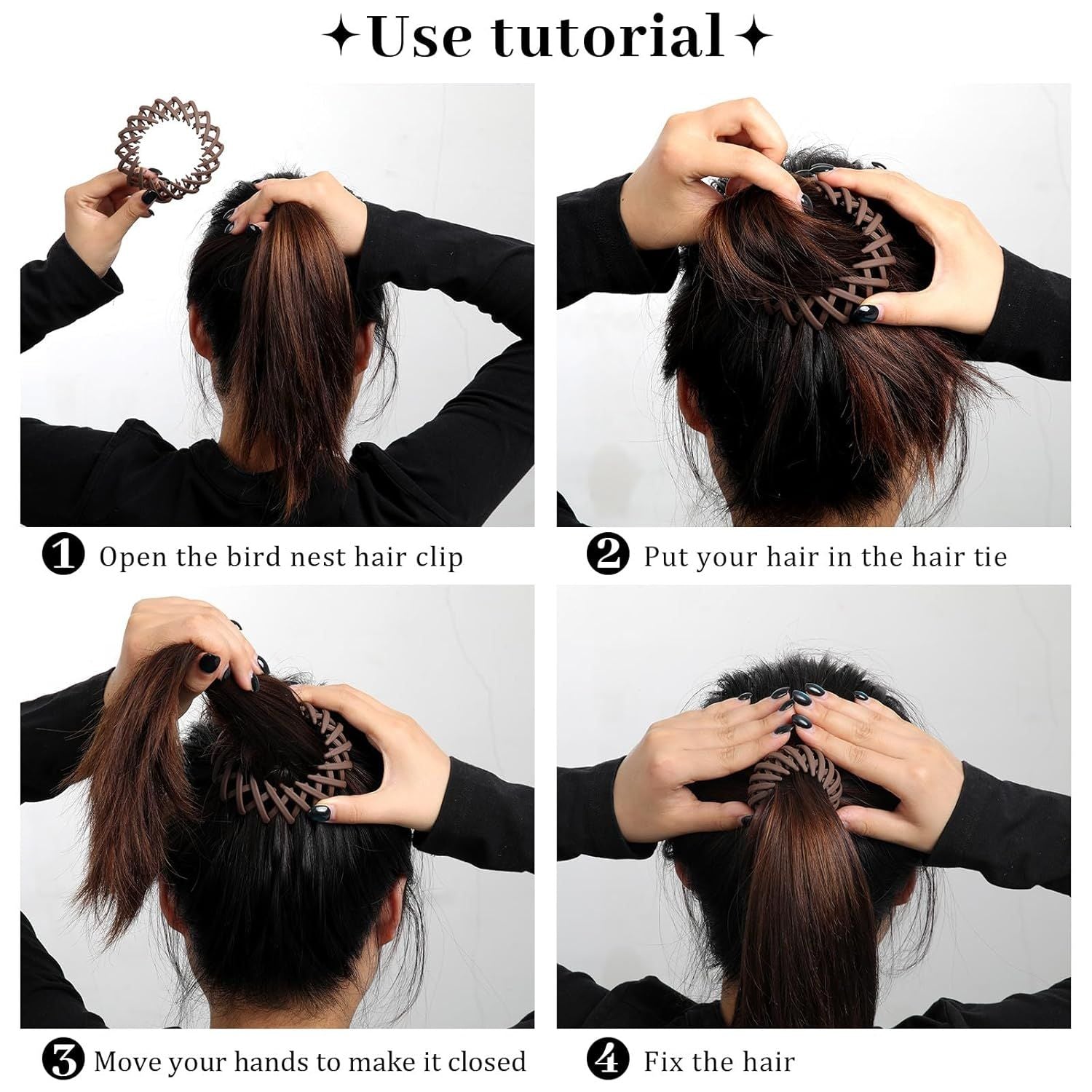 6Pcs Bird Nest Magic Hair Clips Hair Nest or Bun Strong Ponytail Holders Hair Accessories or Women Girls Neutral, Small