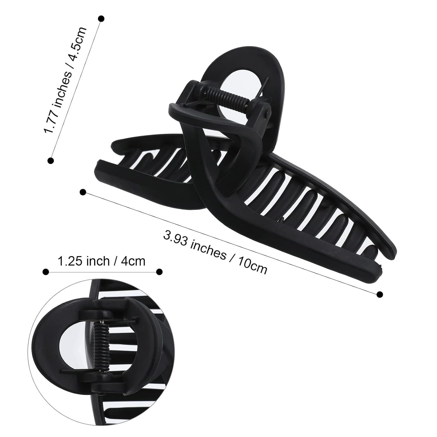 5PCS Large Claw Hair Clips or Thick Hair Big Banana Hair Clips or Women Nonslip Strong Hold Hair Claw Clip Matte Black