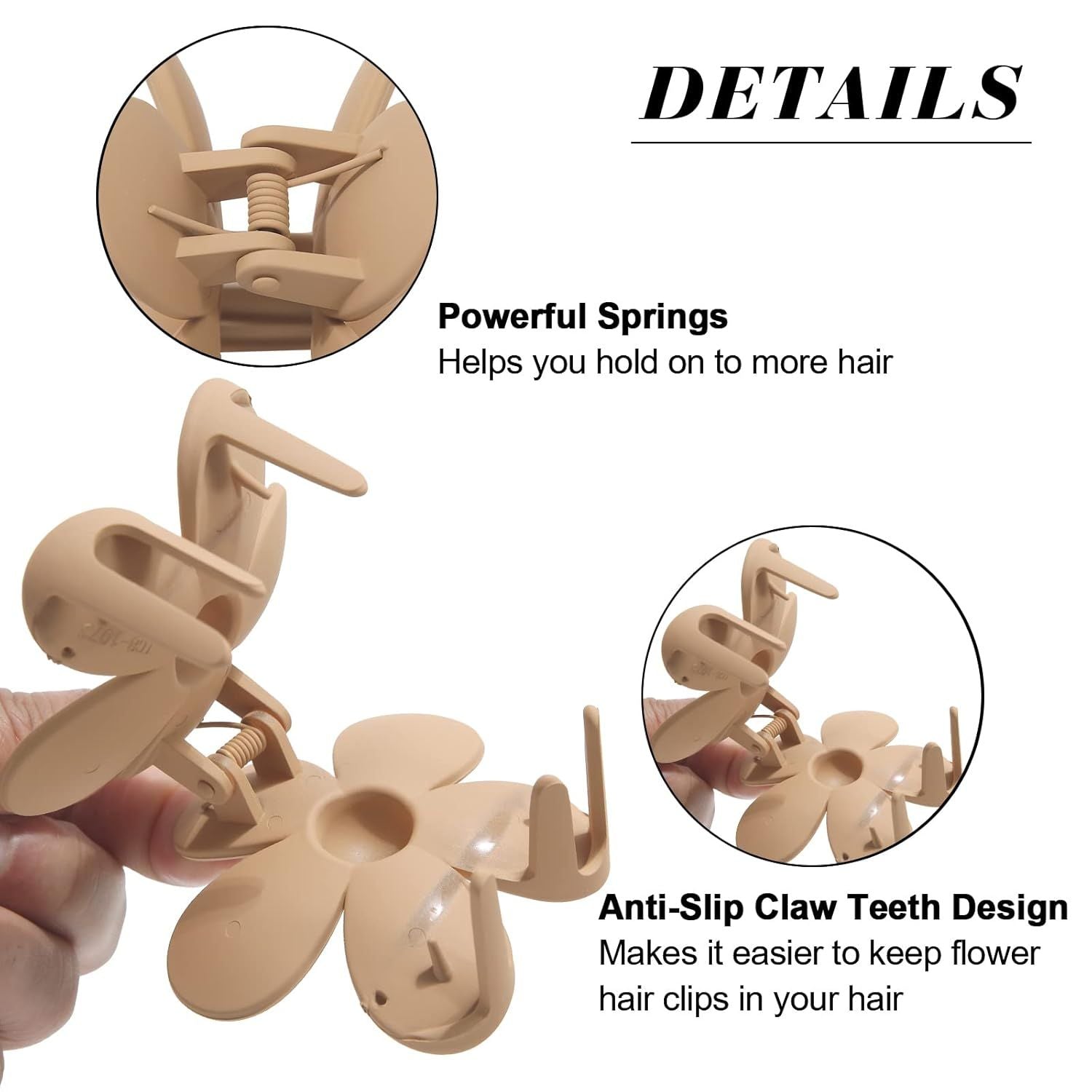 Cute Hair Claw Clips Set - 4Pcs Nonslip Strong Hold 3 Inch Matte Small lower Clips or Women and Girls Beige, Khaki, Brown, Black