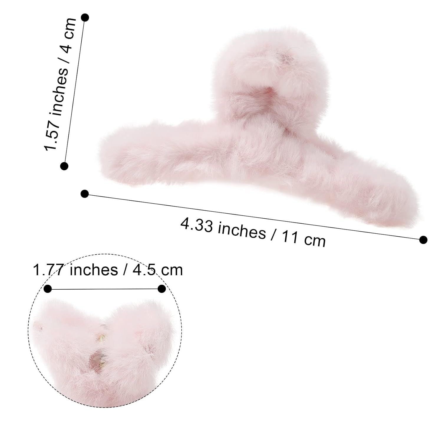 5PCS Large Claw Hair Clips or Thick Hair Big uzzy Hair Clips or Women Nonslip Strong Hold Hair Claw Clip Plush Blue+Grey+Pink+Purple+Beige