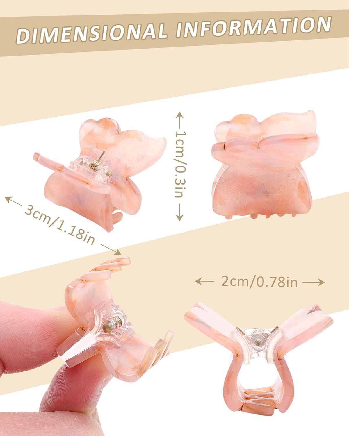 12Pcs Small Hair Clips or Women Girls Acrylic Mini Claw Clips Cute Hair Jaw Claw or Hair Styling Accessories Butterly style