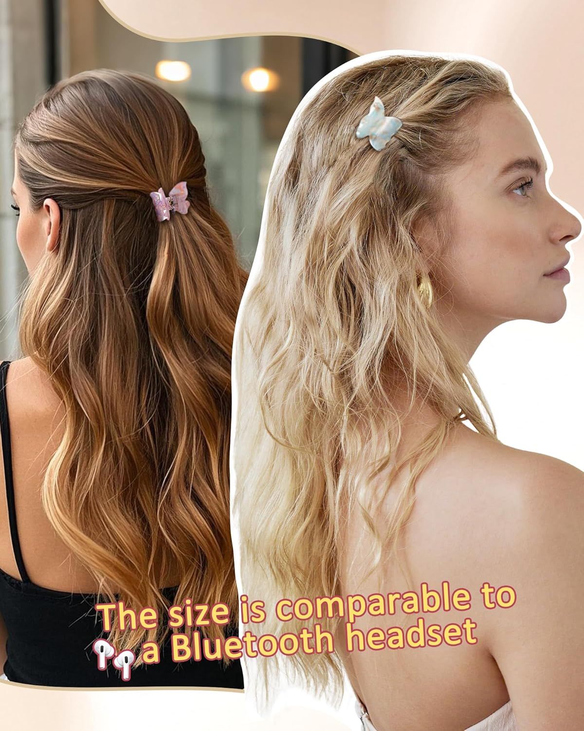 12Pcs Small Hair Clips or Women Girls Acrylic Mini Claw Clips Cute Hair Jaw Claw or Hair Styling Accessories Butterly style