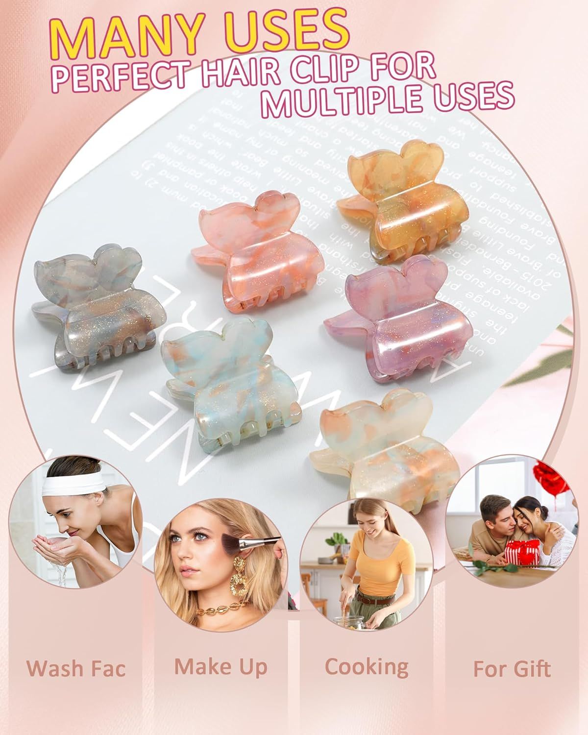 12Pcs Small Hair Clips or Women Girls Acrylic Mini Claw Clips Cute Hair Jaw Claw or Hair Styling Accessories Butterly style