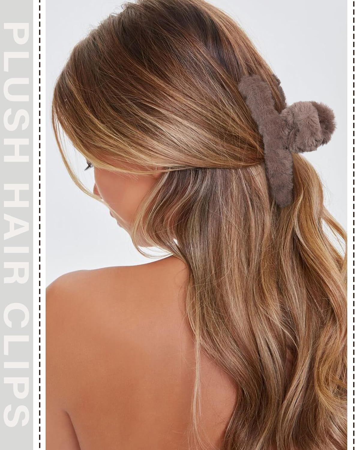 Plush Clip - Hair Clip, 6 Pcs Rectangular Cute Hair Clips or Women, Large Hair Barrettes or Thick Hair, Non Slip Hair Jaw Clips or Girls, Camel/Coee/Beige/Khaki/White/Black