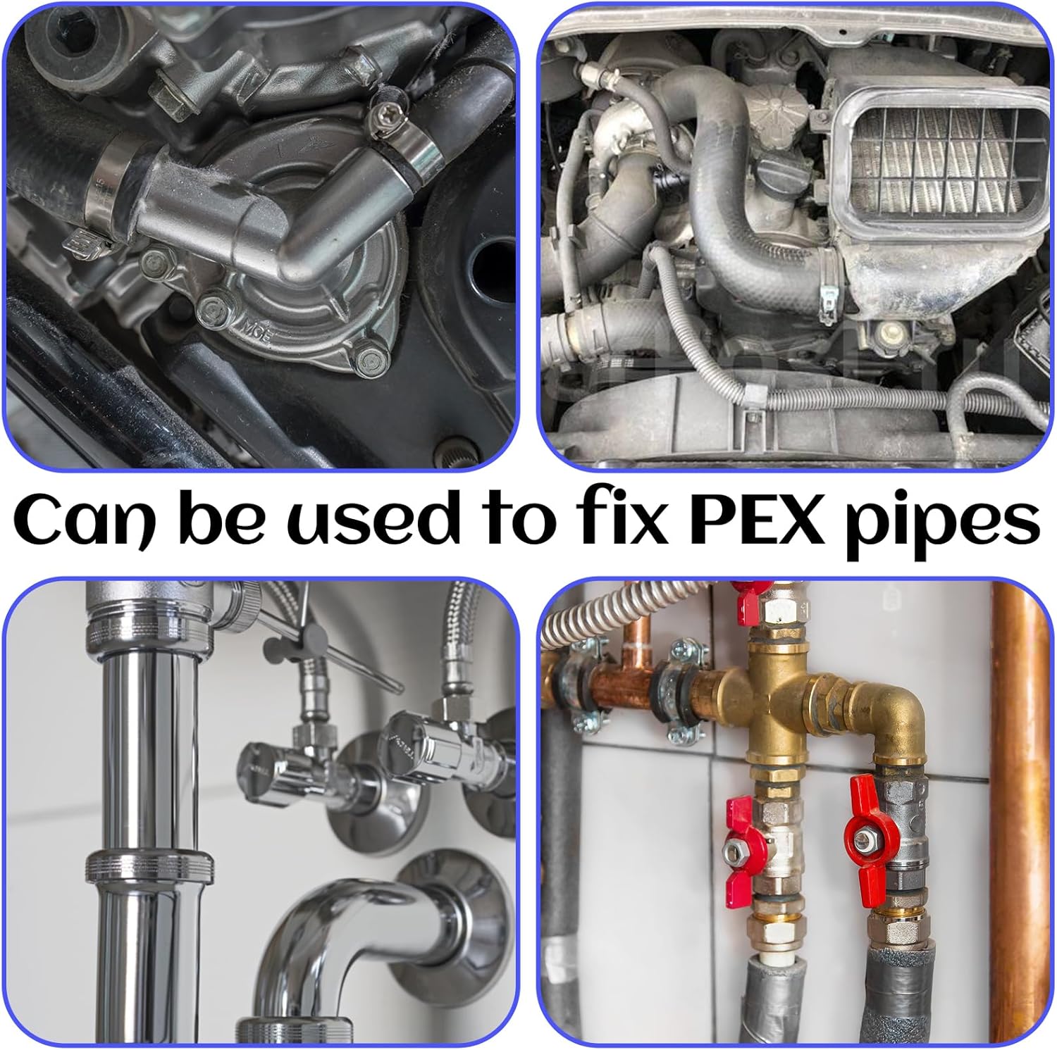 Biaungdo 50 Pcs 3/8 Inch PEX Cinch Clamps Crimp Rings, 304 Stainless Steel PEX Cinch Crimp Rings Pinch Clamps Single Ear Hose Clamp for PEX Tubing Pipe Fittings Connection
