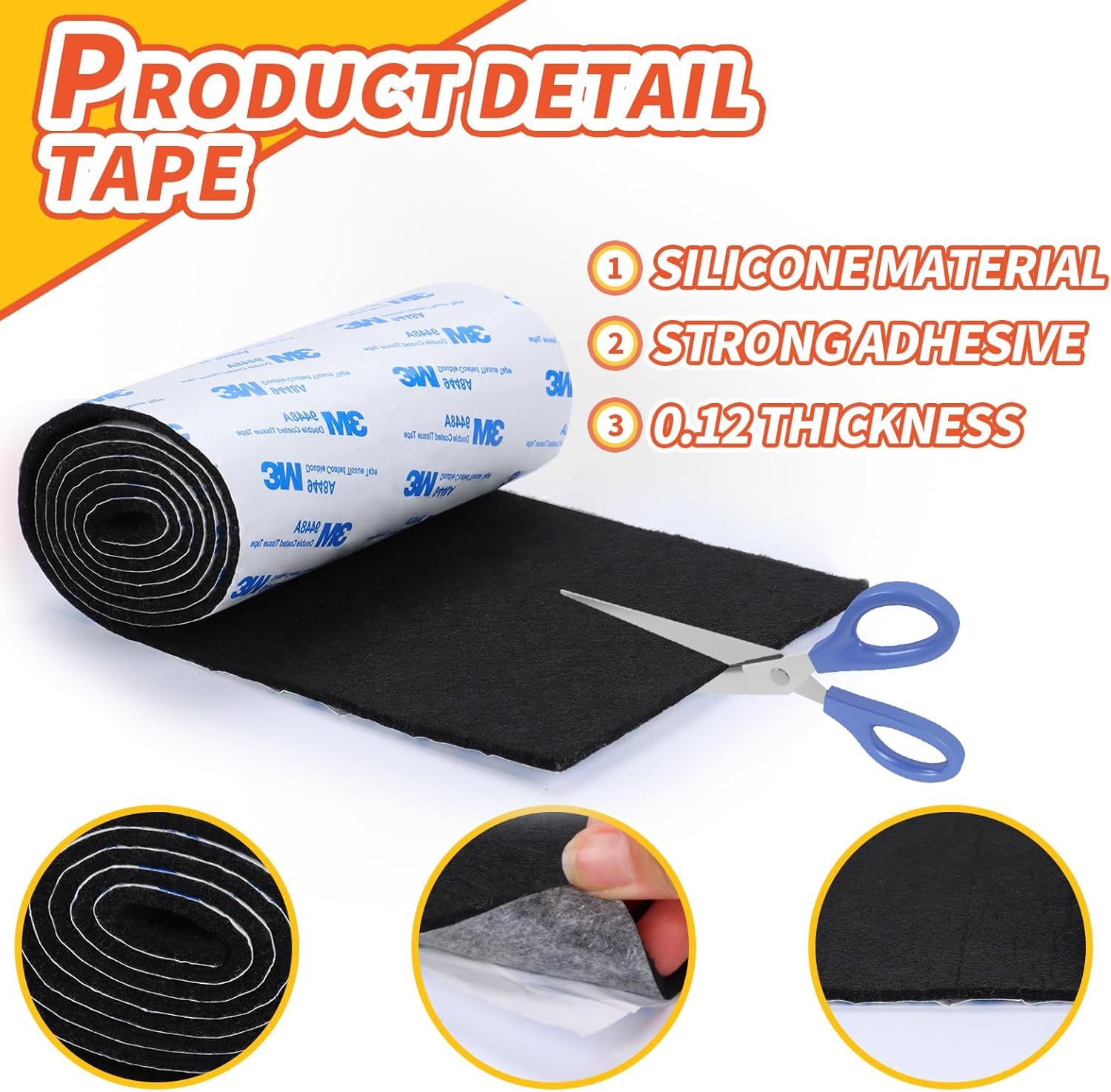 elt urniture Pads, Non Slip Sel Adhesive Cuttable elt Tape Black Heavy Duty elts Strip Roll or Protecting Hardwood loors Chair Wall Protector 40 x 5 x 0.12 Inch