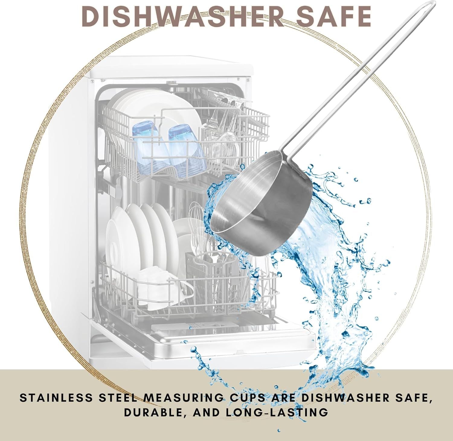 1/3 Cup Stainless Steel Measuring Cup, Long 6" Wire Loop Handle and Pour Spout | Sturdy Metal 80 ml | 80 cc | 3 oz | Single Cup or Wet and Dry Ingredients | Great or use as 1/3 Cup Dog ood Scoop