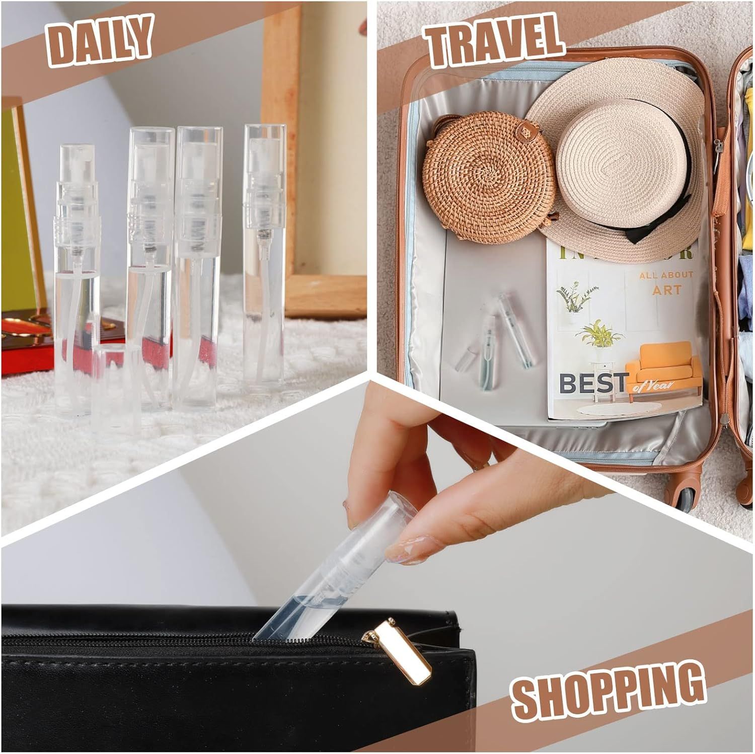 60PCS 5ml Mini Spray Bottle, Mini Clear Plastic Spray Bottle Empty, ine Mist Reillable Mini Perume Bottle, Perume Atomizer, Small Empty Sample Containers, Plastic Portable Travel Bottle