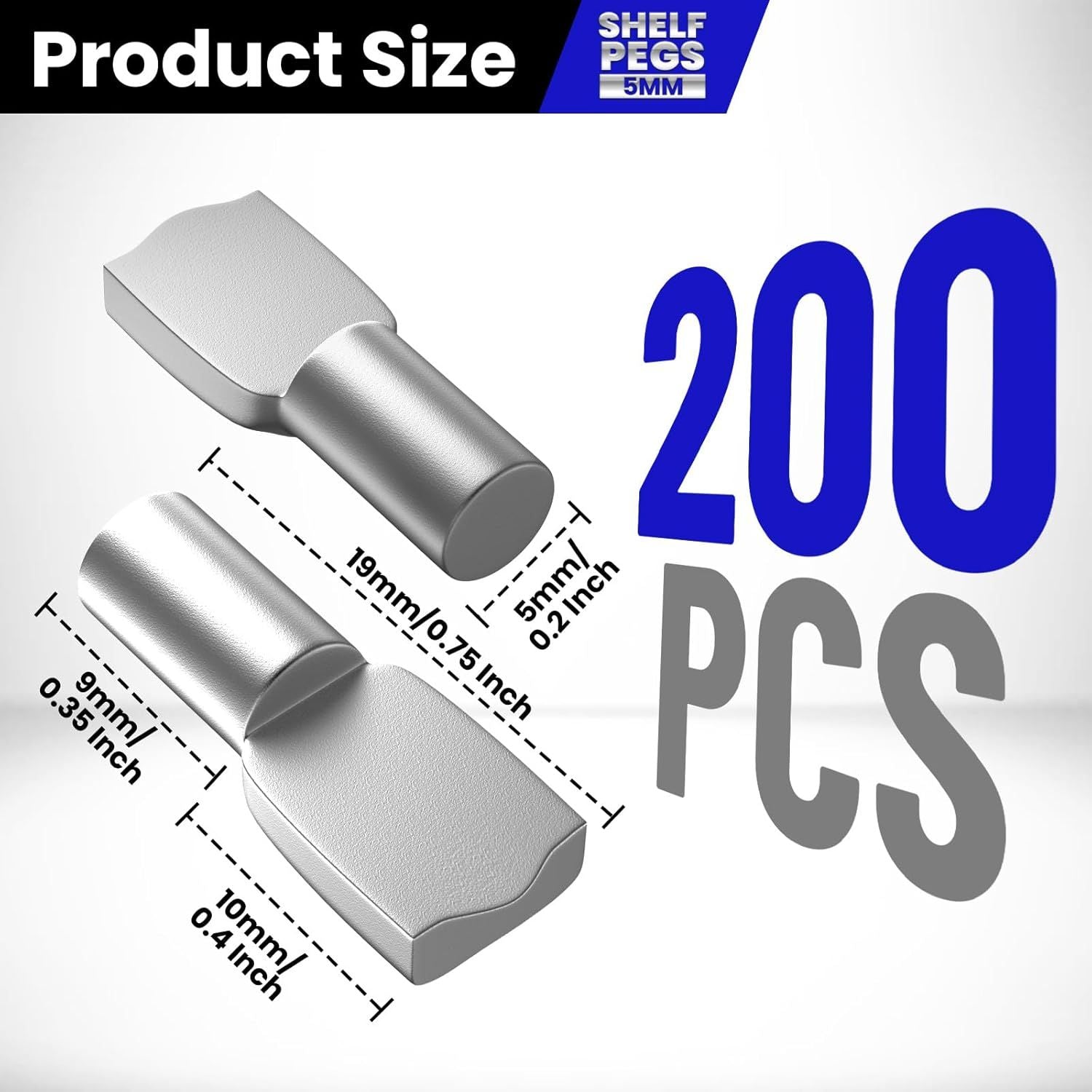 200 PCS 5mm Shel Pins, Shel Pegs, Metal Nickel Shel Pins, Shel Support Pegs, Cabinet Shel Pegs, Shel Pegs or Shelves, Shel Pins 5mm, Spoon Shaped Cabinet Support Pegs Holder