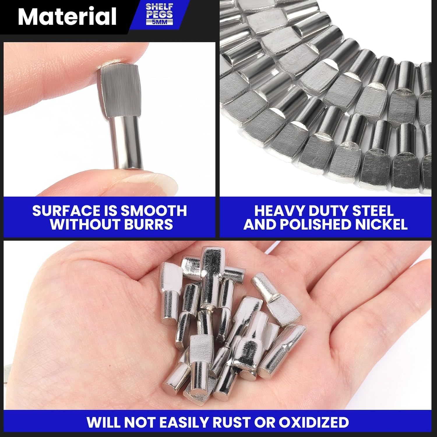 200 PCS 5mm Shel Pins, Shel Pegs, Metal Nickel Shel Pins, Shel Support Pegs, Cabinet Shel Pegs, Shel Pegs or Shelves, Shel Pins 5mm, Spoon Shaped Cabinet Support Pegs Holder