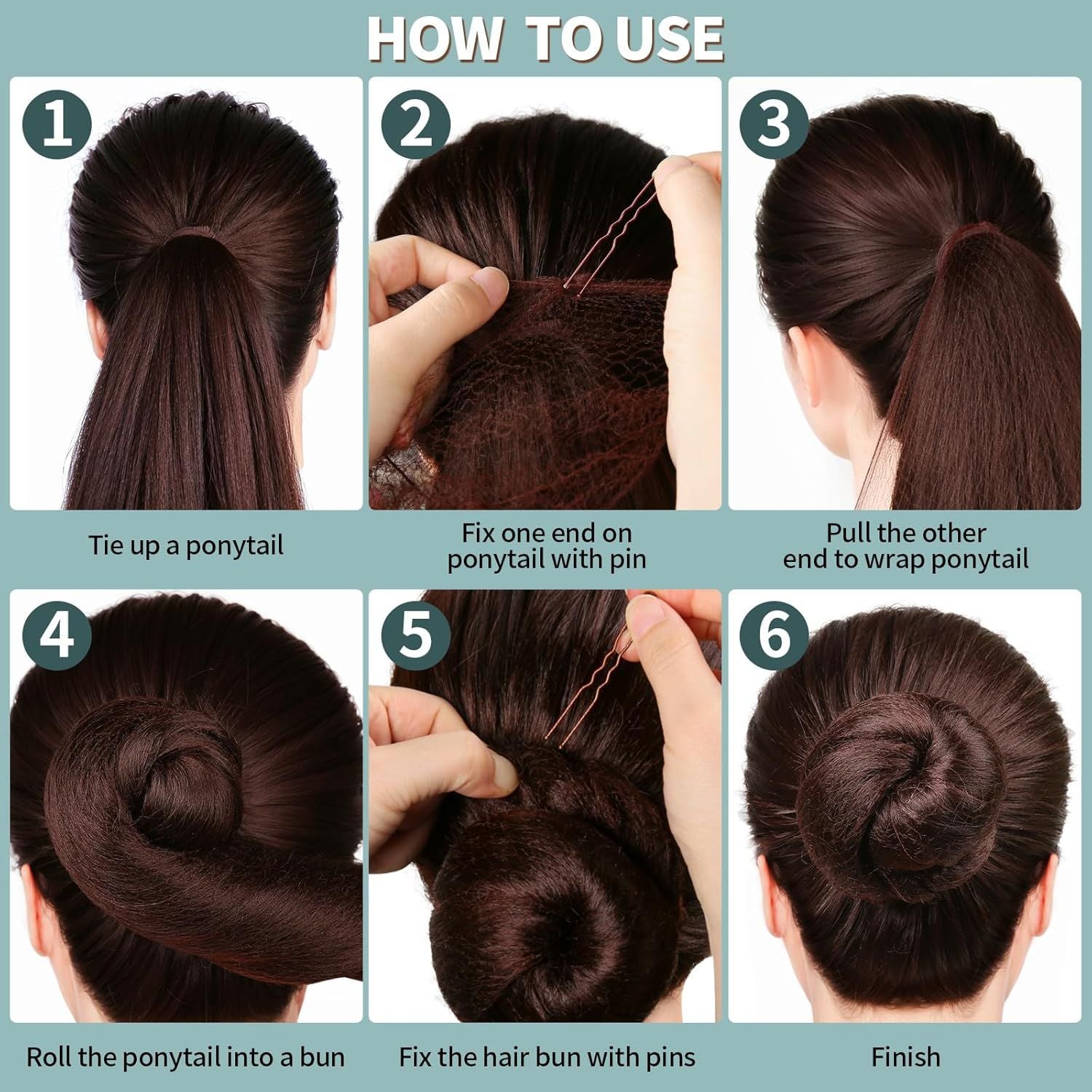 6 PCS Hair Bun Makers or Kids, 10 Invisible Bun Nets or Ballet Girls, 3PCS Extra Small 3PCS Small Donut Buns or Hair Kids, Bun Makers Hair Nets or Buns with 5 Elastics 20 Pins Brown