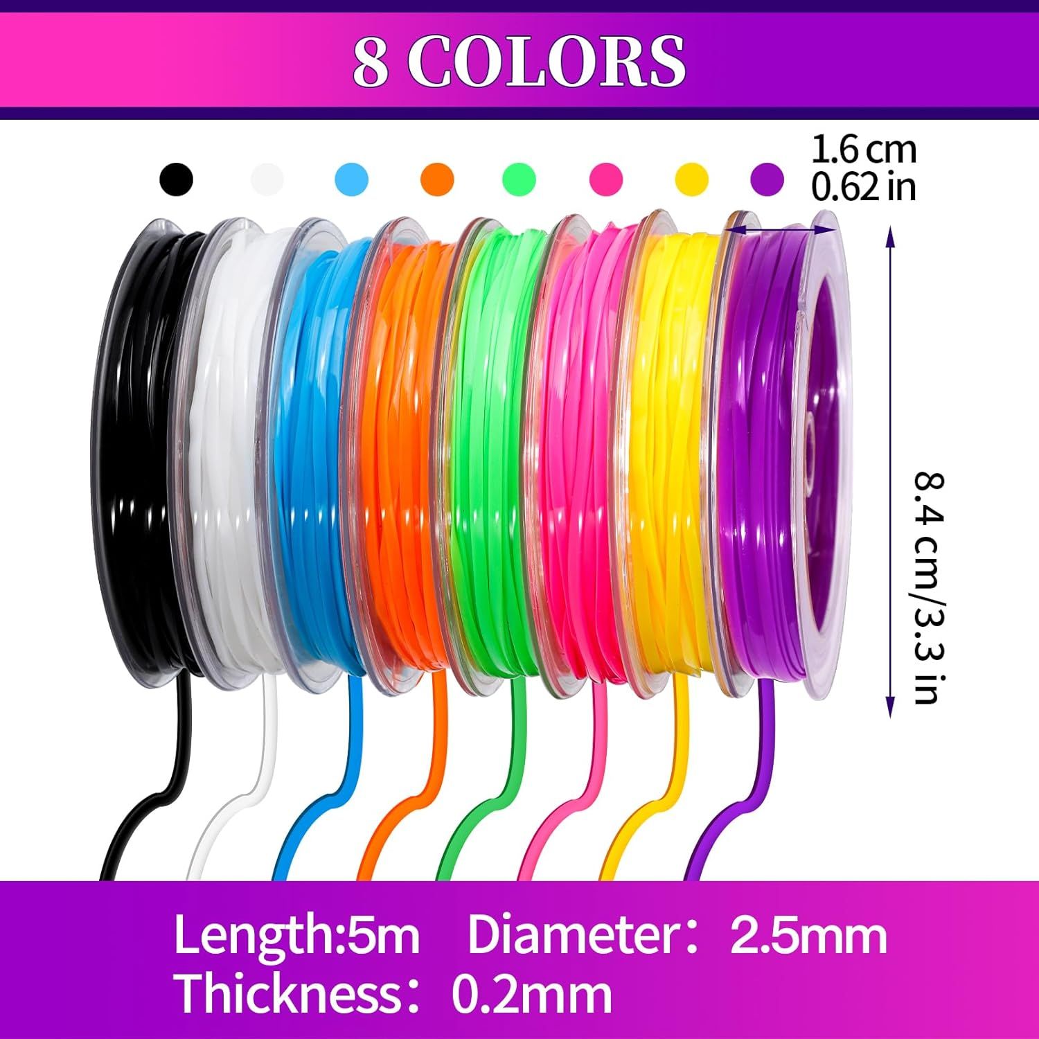 8 Color Lanyard Kit, Bright Color Lacing Cord, Lanyard String or Crats, Bracelets and Jewelry Making