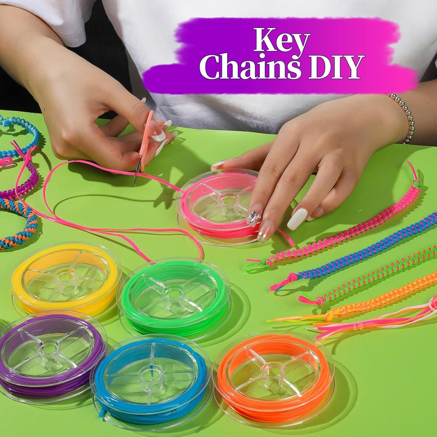 8 Color Lanyard Kit, Bright Color Lacing Cord, Lanyard String or Crats, Bracelets and Jewelry Making